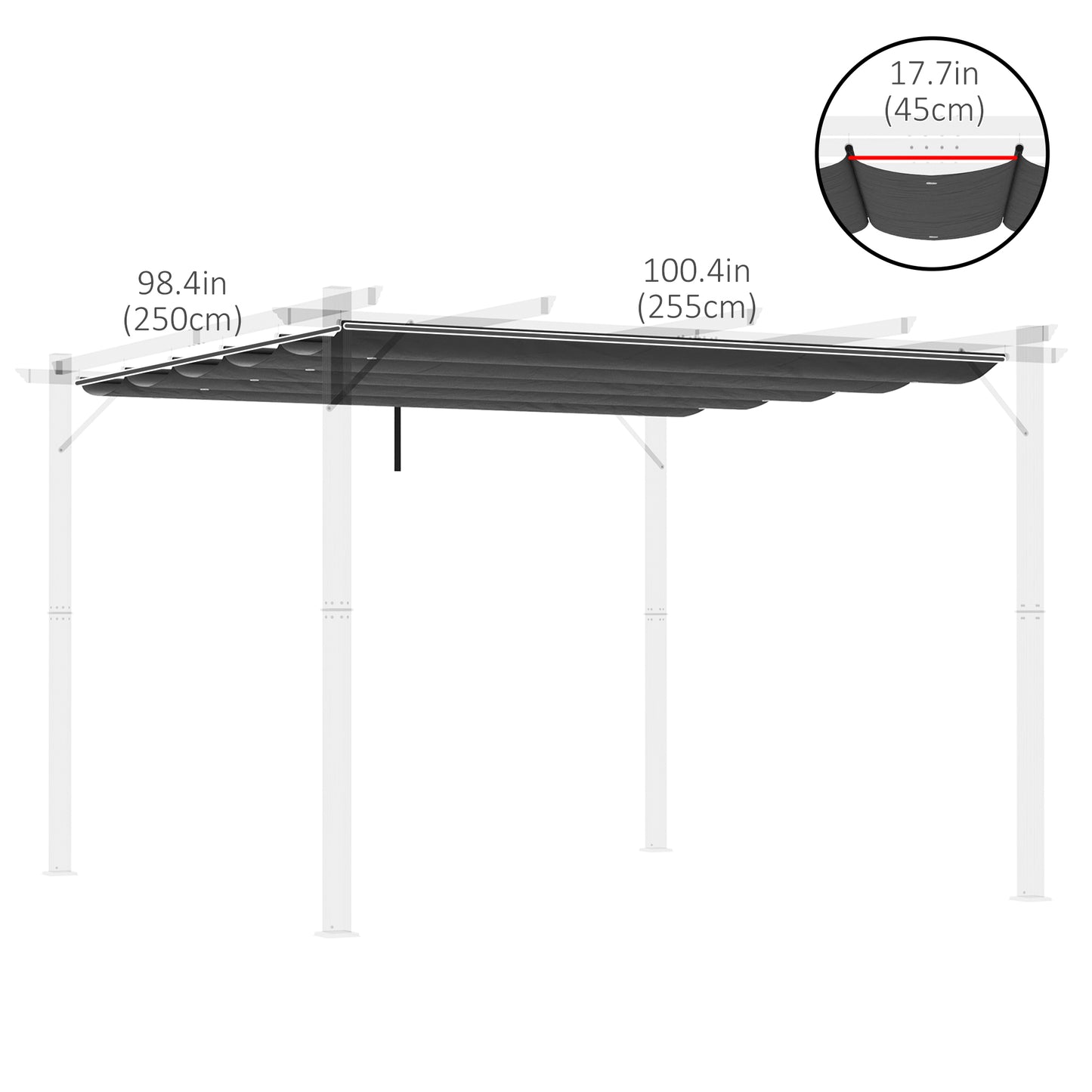 Outsunny Retractable Replacement Pergola Canopy for 10' x 10' Pergola, Pergola Cover Replacement, Cream White