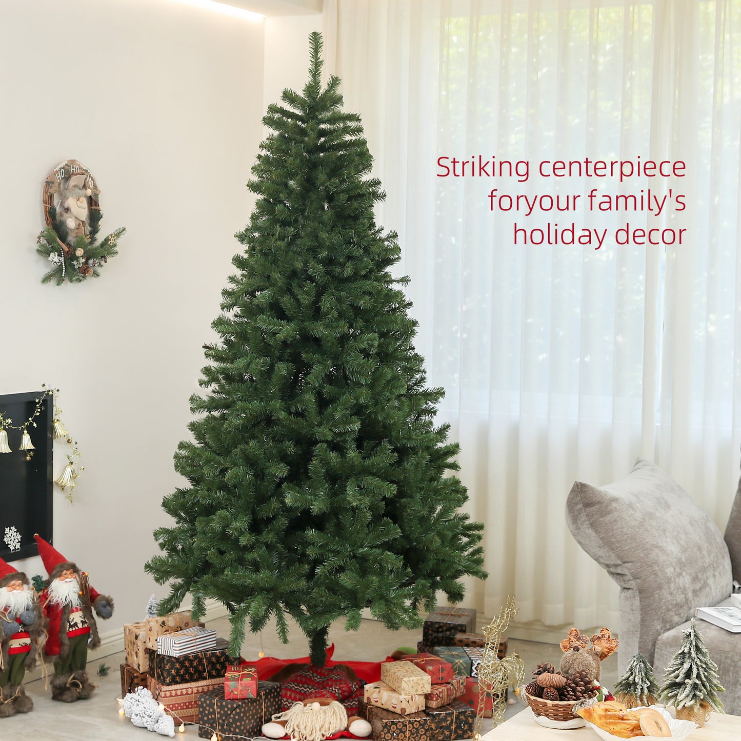 HOMCOM 6ft Artificial Christmas Trees with Auto Open and Steel Base, Green