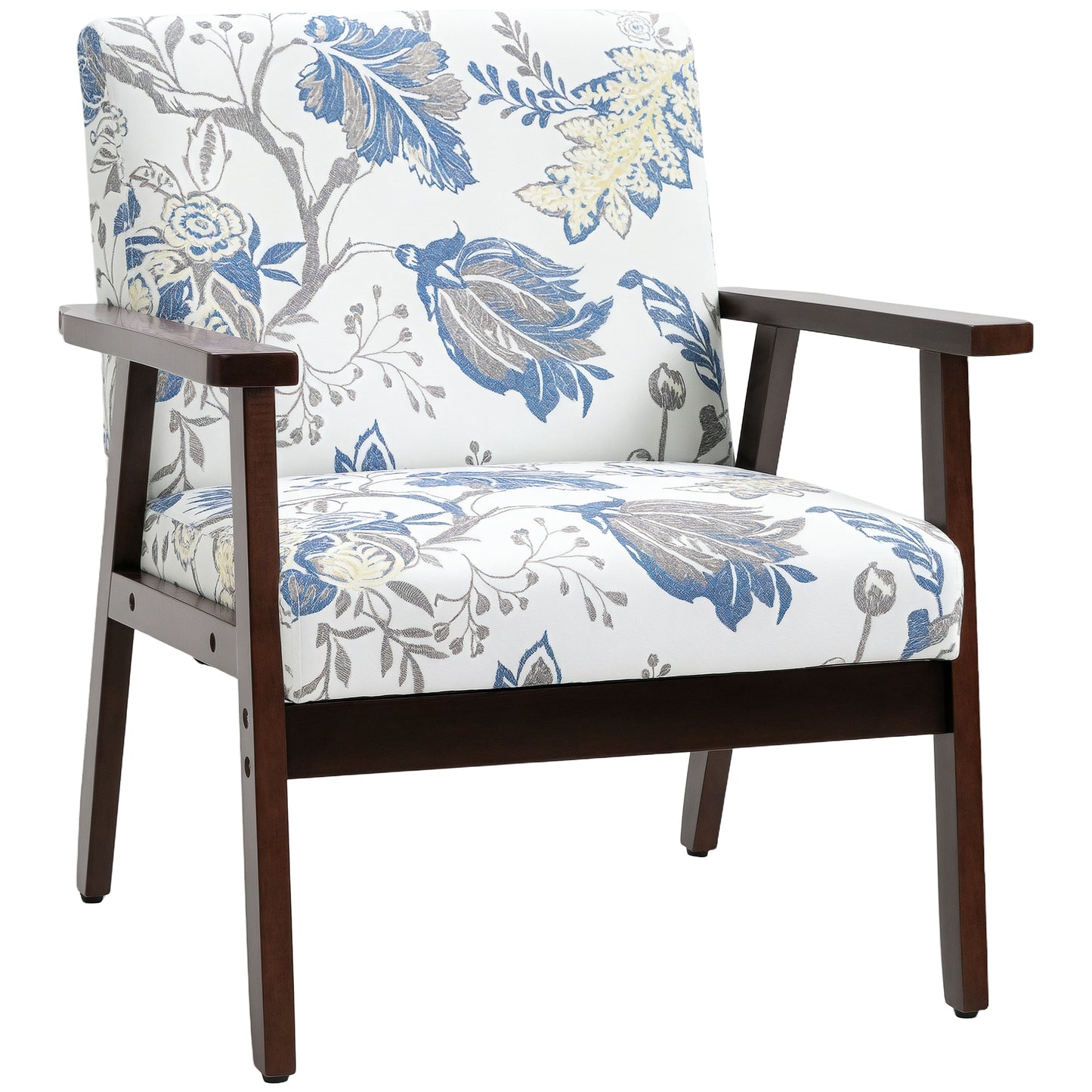 HOMCOM Modern Accent Chairs with Cushioned Seat, Upholstered Linen-Feel Armchair for Bedroom, Living Room, Dark Gray