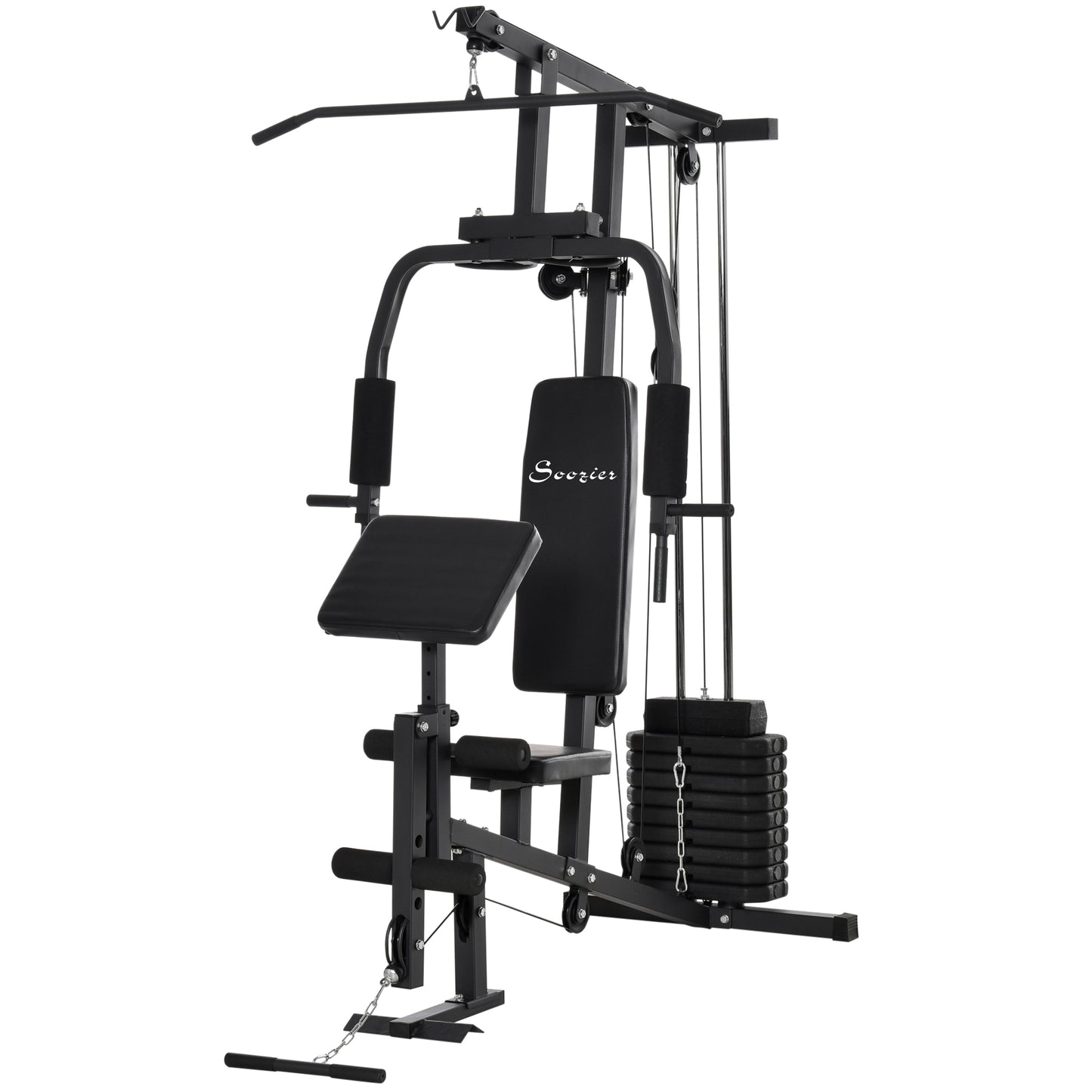 Soozier Multi-Exercise Home Gym Station with 99lbs Weight Stack, for Full Body Workout