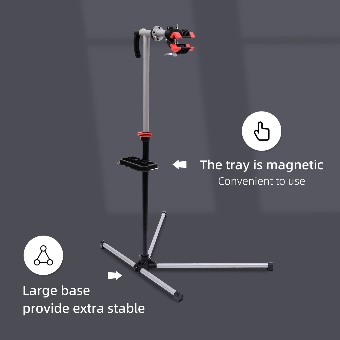 HOMCOM 47" To 75" Adjustable Bike Repair Stand Tool Tray Bicycle Cycle Rack Work