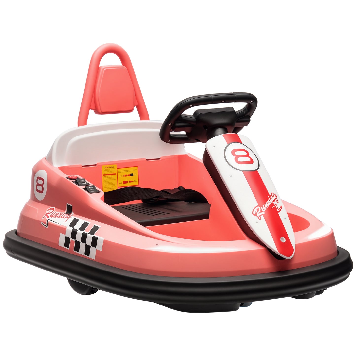 Aosom Kids Bumper Car, 6V 360° Rotation Electric Ride on Car, Twin Motors Battery Powered Toy with Music, Horn and Lights, Safety Belt, for Boys and Girls Aged 18-48 Months - Red