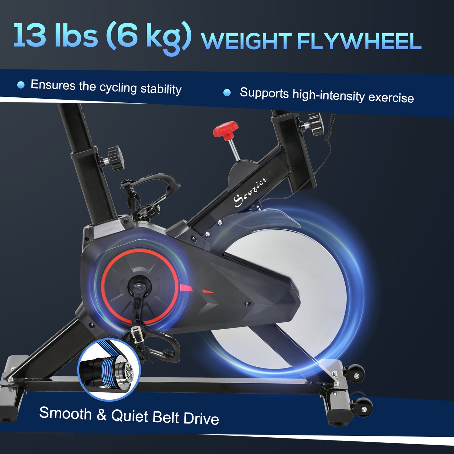Soozier Upright Exercise Bike, Magnetic Resistance Stationary Bike with LCD Display, Indoor Cycling Bike for Home w/ Adjustable Resistance, Comfortable Seat Cushion