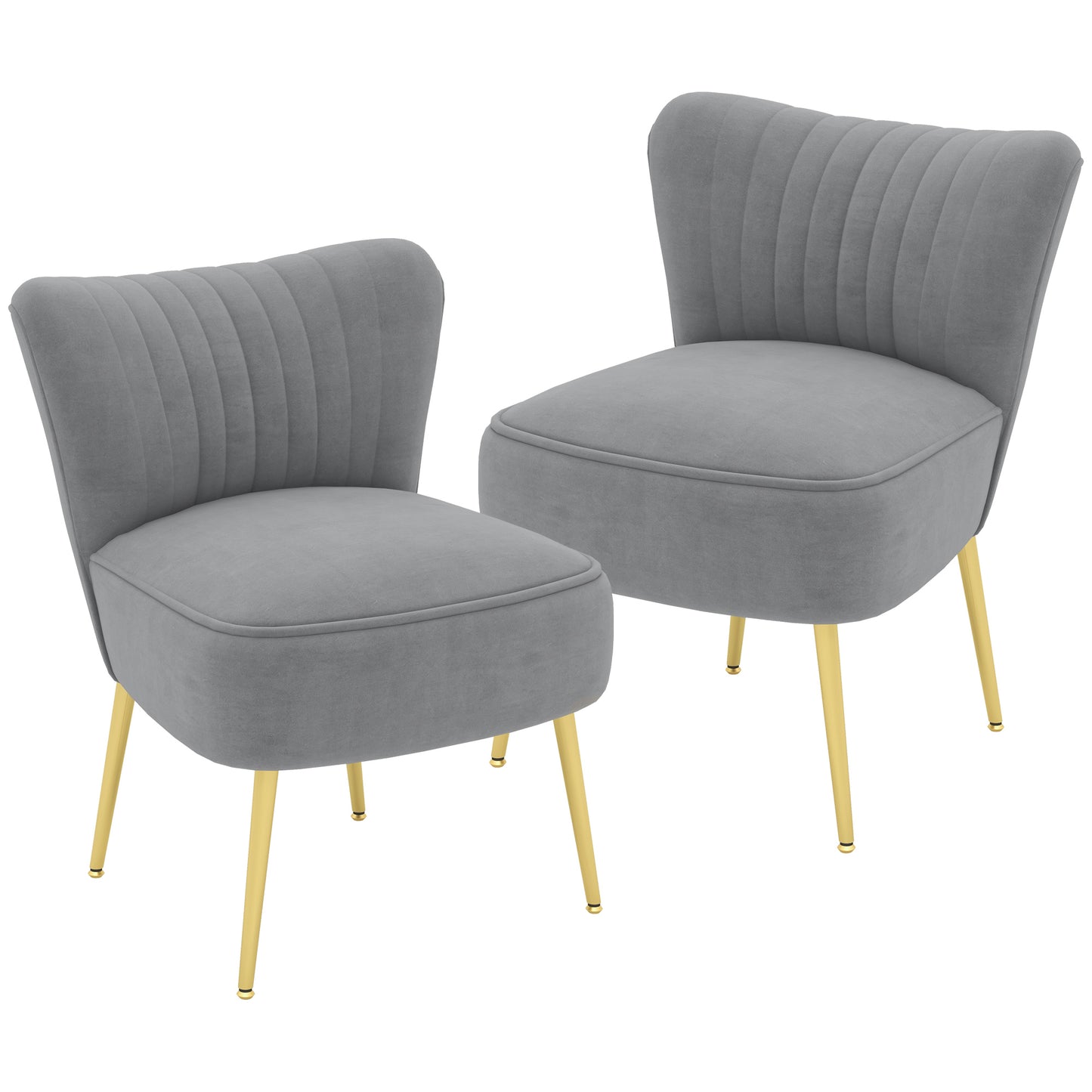 HOMCOM Velvet Lounge Chair, Modern Accent Chair for Living Room with Gold Steel Legs and Tufting Backrest, Pink