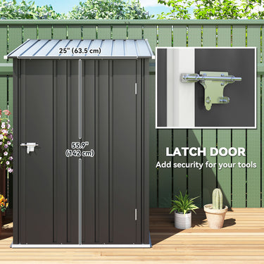 Outsunny Garden Tool Storage Shed, Small Steel Shed with Lockable Door for Garden & Patio, Galvanized Steel Construction, Dark Gray