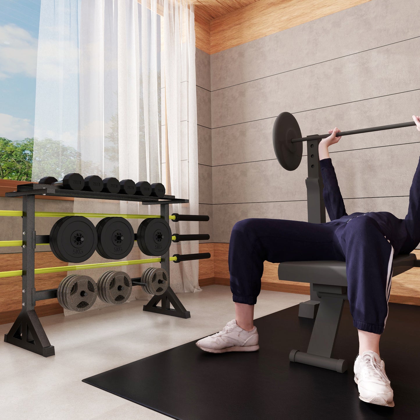 Soozier 1100LBS Capacity Weight Rack, Weight Plate Rack, and Dumbbell Rack for Home Gym Storage