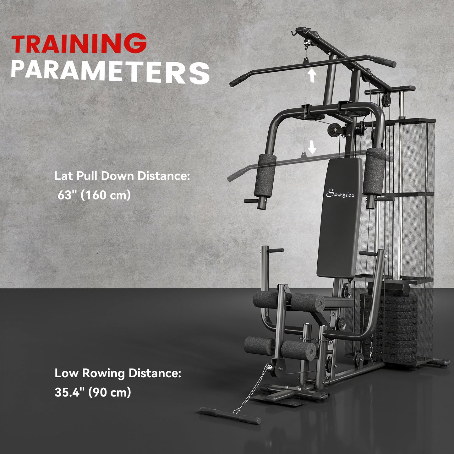Soozier Multi-Exercise Home Gym Station with 99lbs Weight Stack, for Full Body Workout