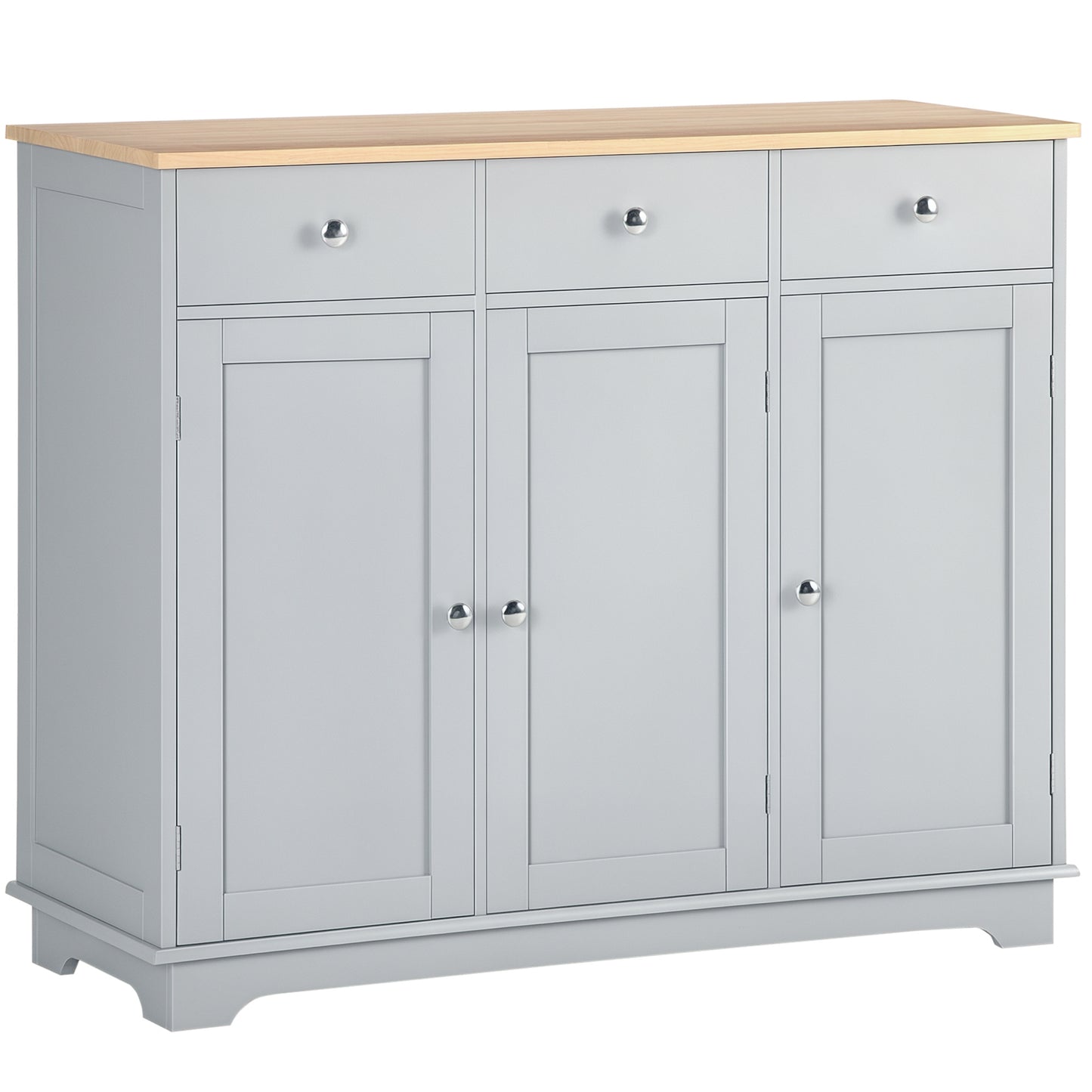 HOMCOM Modern Sideboard, Buffet Cabinet with Storage Cabinets, Drawers and Adjustable Shelves for Living Room, White