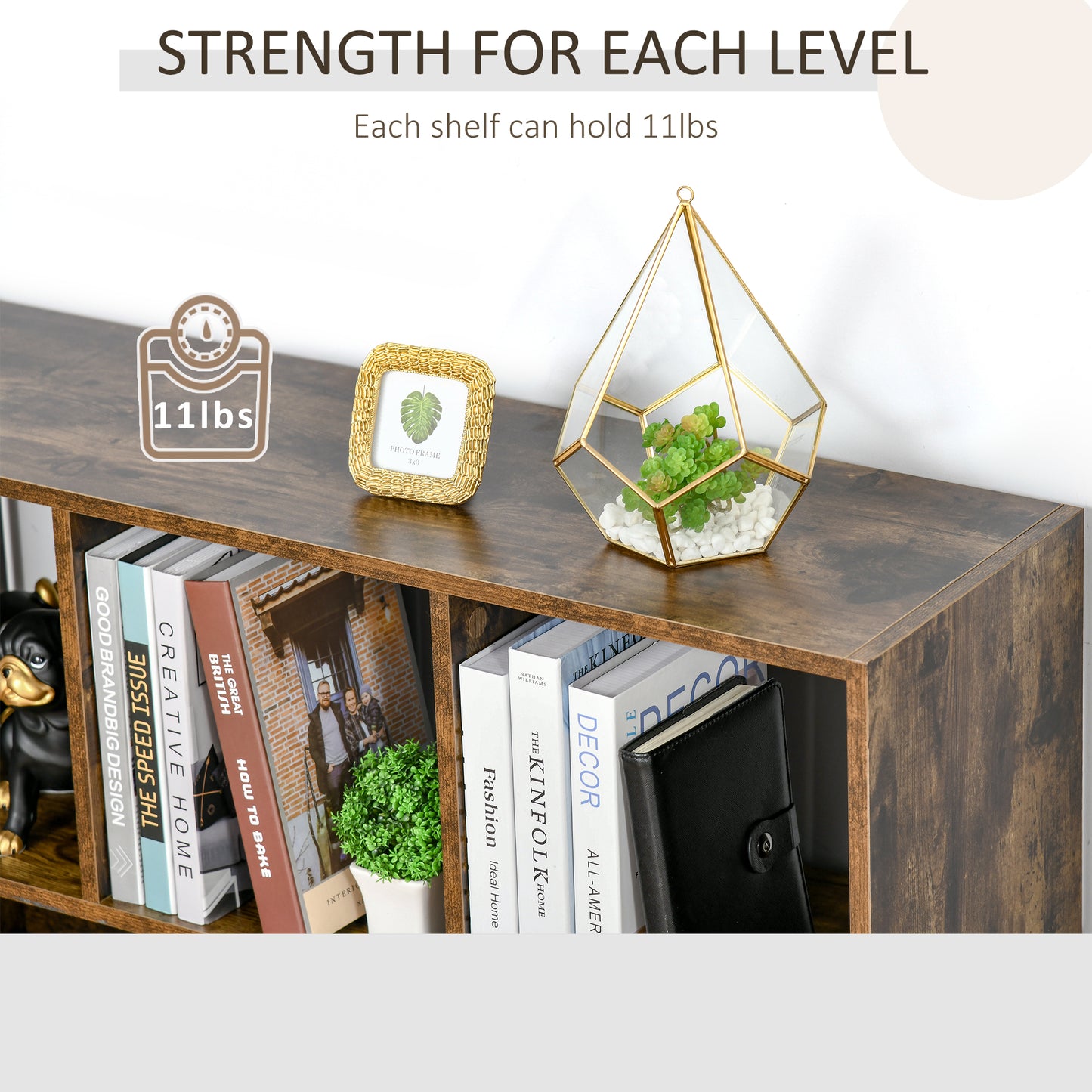 HOMCOM 5-Tier Bookcase, Storage Bookshelf, Display Shelves with Adjustable Shelves for Living Room, Home Office, Nature Wood