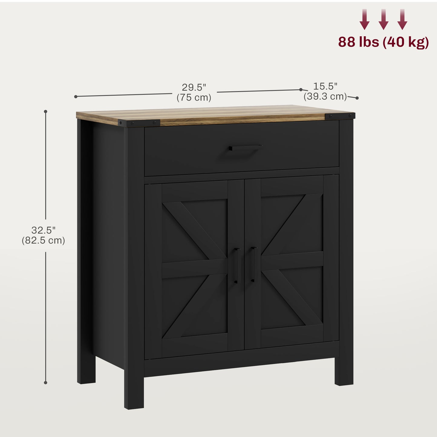 HOMCOM Farmhouse Buffet Cabinet Sideboard with 1 Drawer, 1 Storage Cabinet and Adjustable Shelf, White