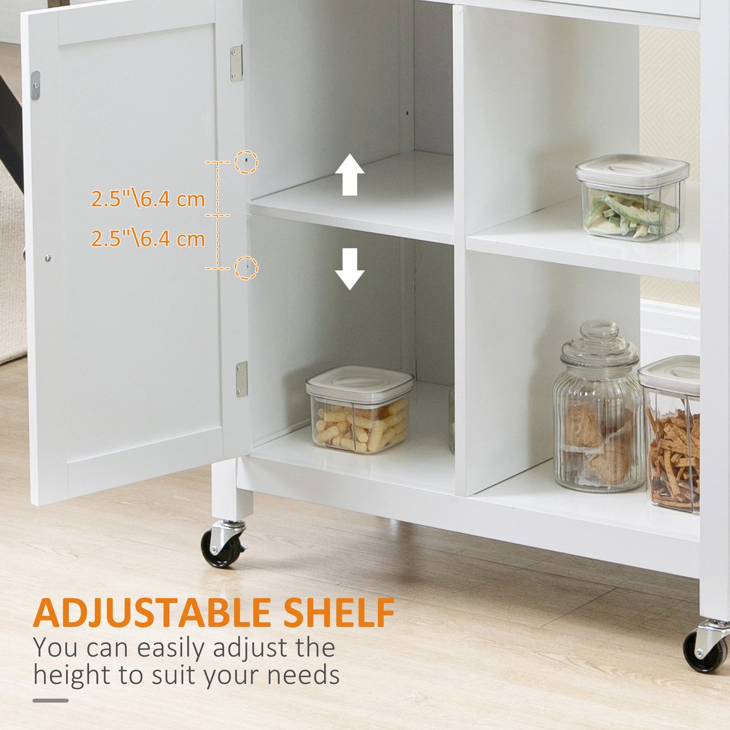 HOMCOM Rolling Kitchen Cart with Wood Top and Drawer, Kitchen Island on Wheels for Dining Room, Grey