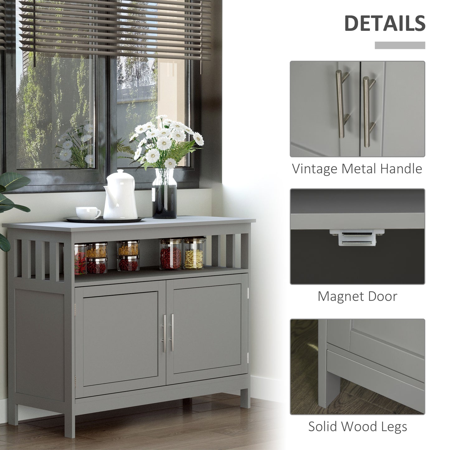 HOMCOM Wooden Console Table with Open Shelf and 2 layers Cabinet Kitchen Furniture