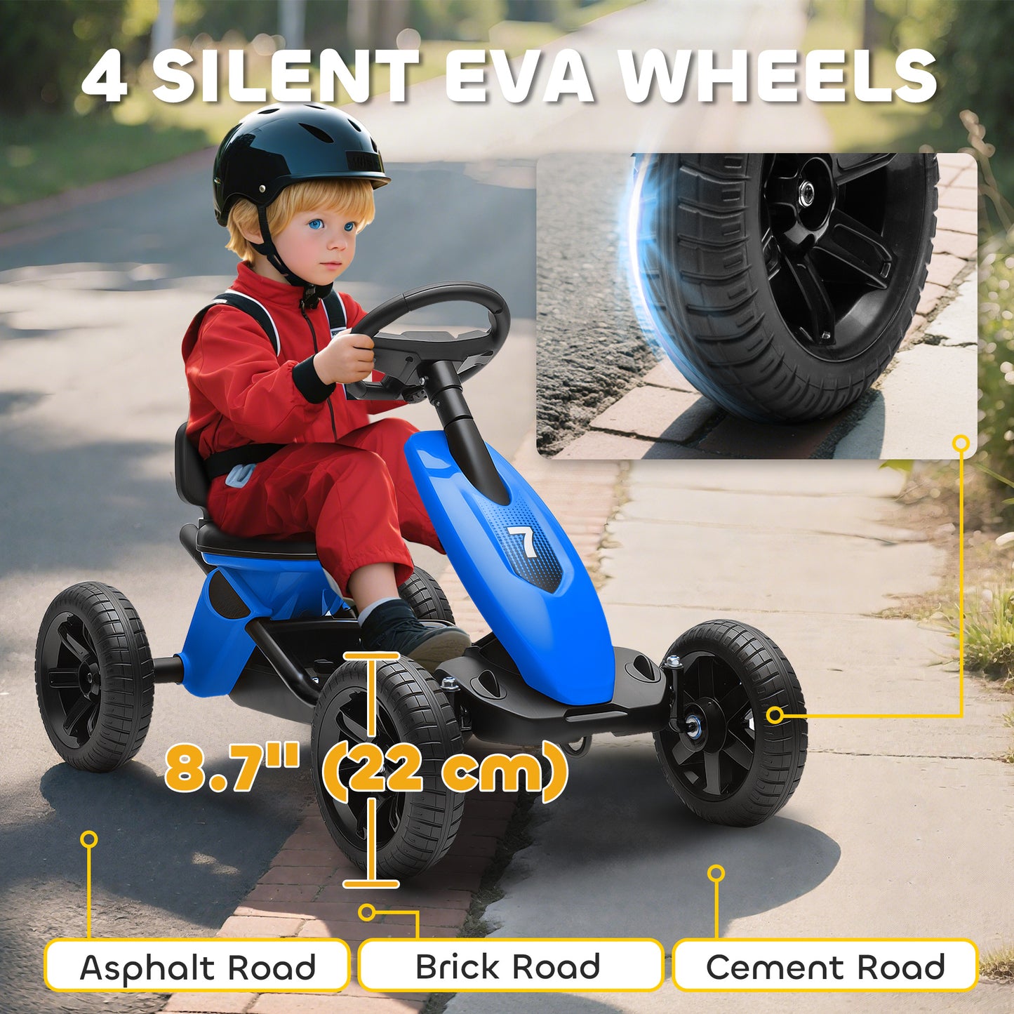 Qaba Pedal Go Kart for Kids 2-5 Years Old with Silent EVA Wheels, Metal Frame, Green