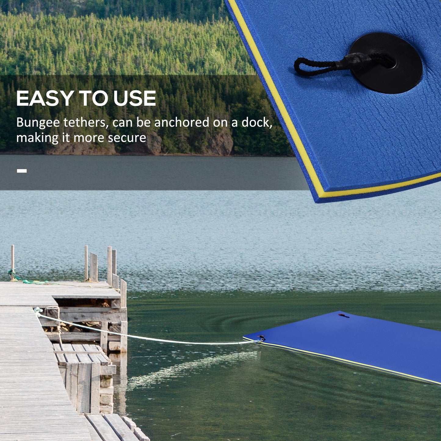 HOMCOM 10' x 5' Roll-Up Pool Float Pad for Lakes, Oceans, & Pools, Water Mat for Playing, Relaxing & Recreation, Yellow
