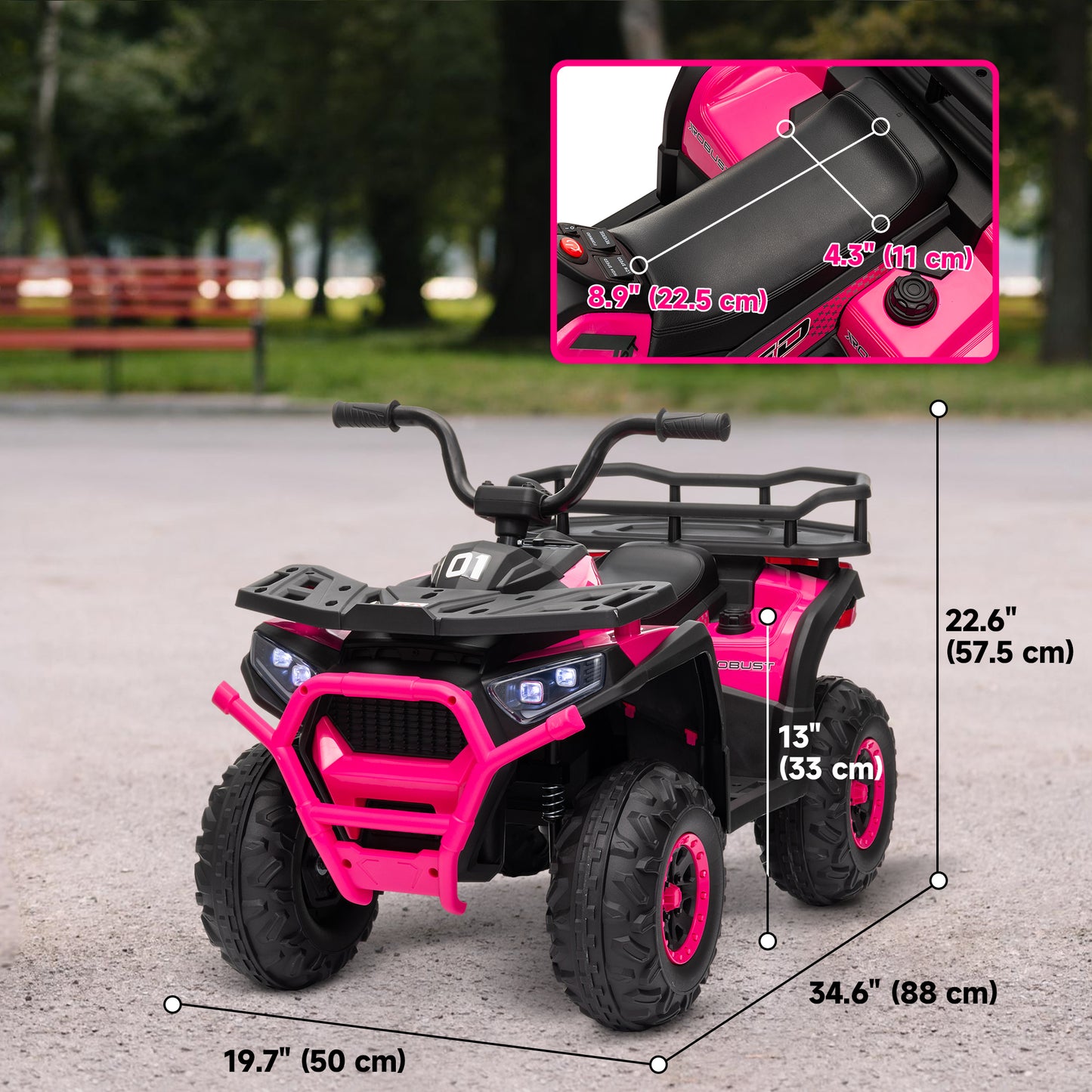 Qaba Kids ATV, 12V Battery Powered Electric Ride on Toy w/ Spring Suspension, Storage Basket, High & Low Speed, Green