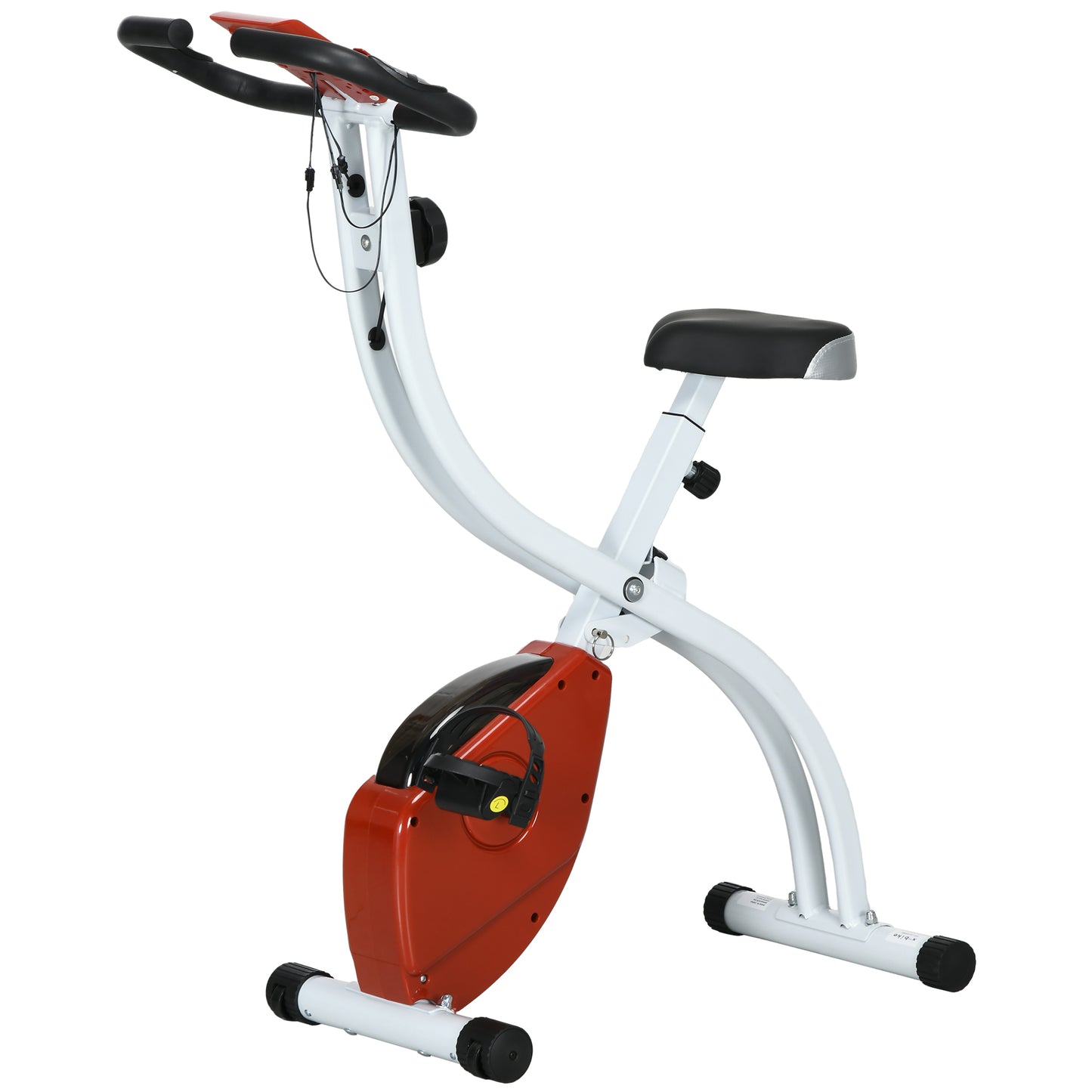 Soozier Foldable & Quiet Exercise Bike with 8-Level Magnetic Resistance, Pulse Sensor, Wheels and LCD Monitor, Black