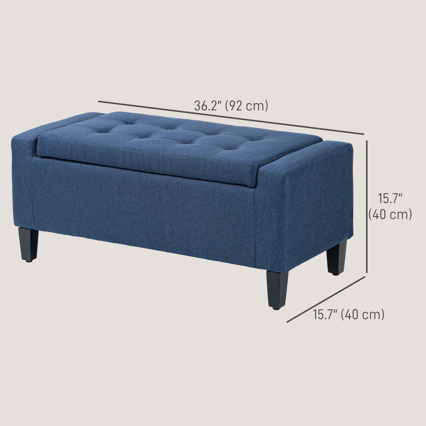 HOMCOM Storage Ottoman Bench Linen-Touch Fabric Tufted Chest Footstool with Flipping Top, Beige