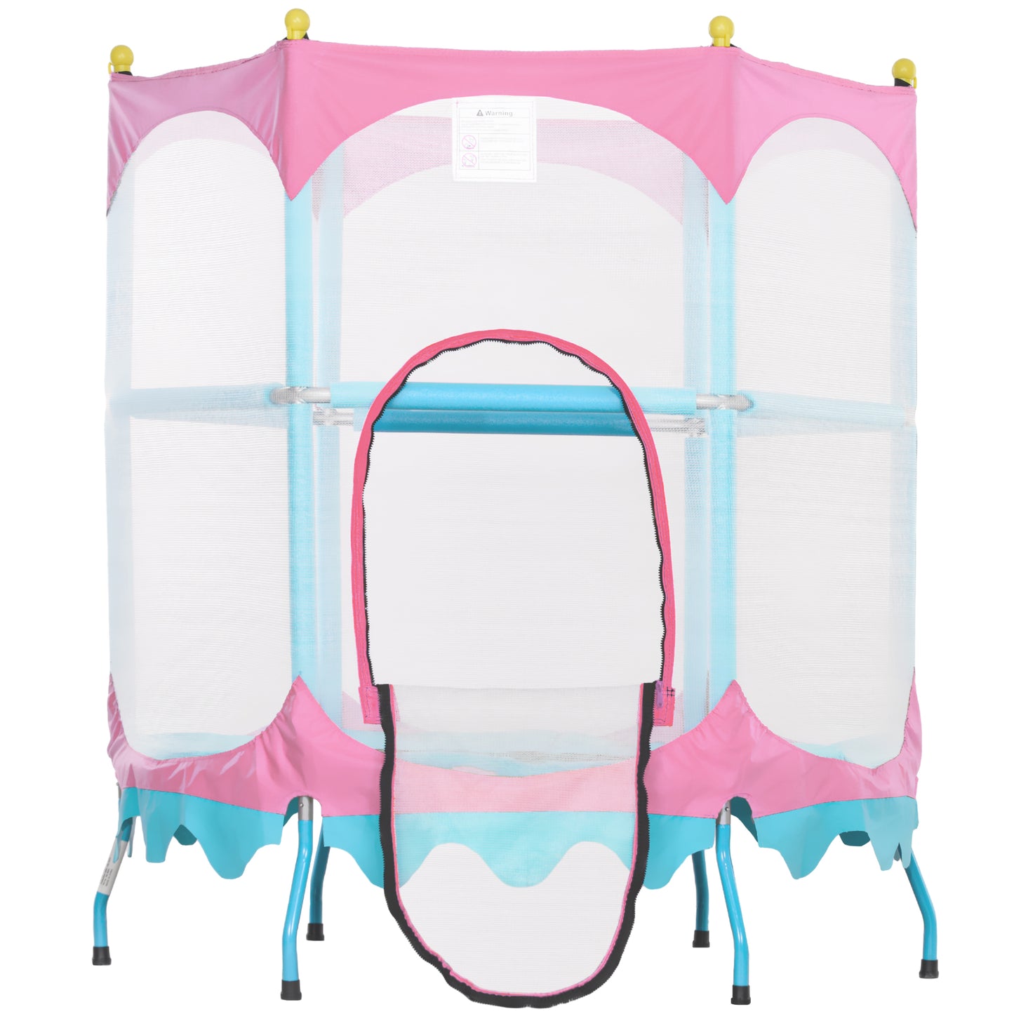 Qaba Trampoline for Kids, 4.6FT Mini Toddler Trampoline Indoor Outdoor with Handlebar, Safety Enclosure Net, Blue
