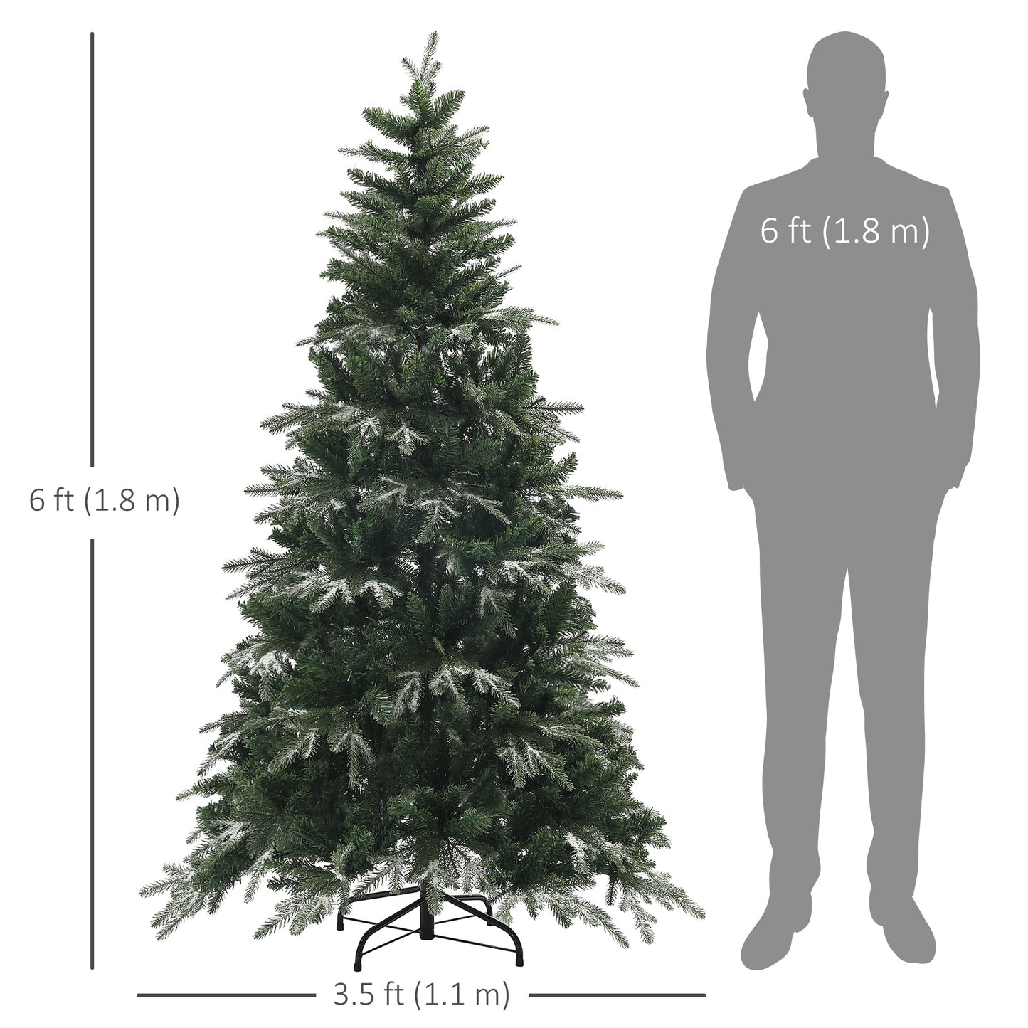 HOMCOM 5ft Decorated Christmas Tree with Red Berries and Pine Cones, Flocked Christmas Tree with Pencil Shape, Green