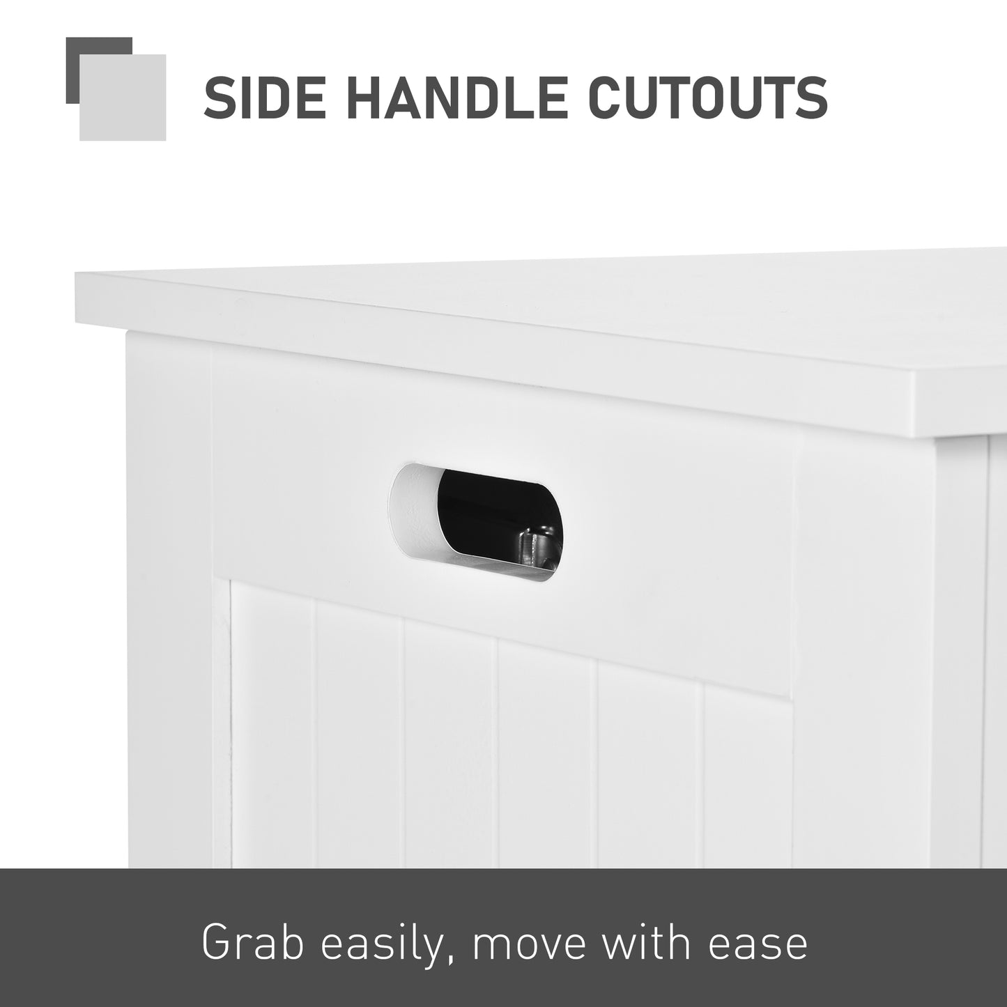 HOMCOM Large Storage Box Storage Trunk Cabinet Container with Lid and 2 Safety Hinges, White