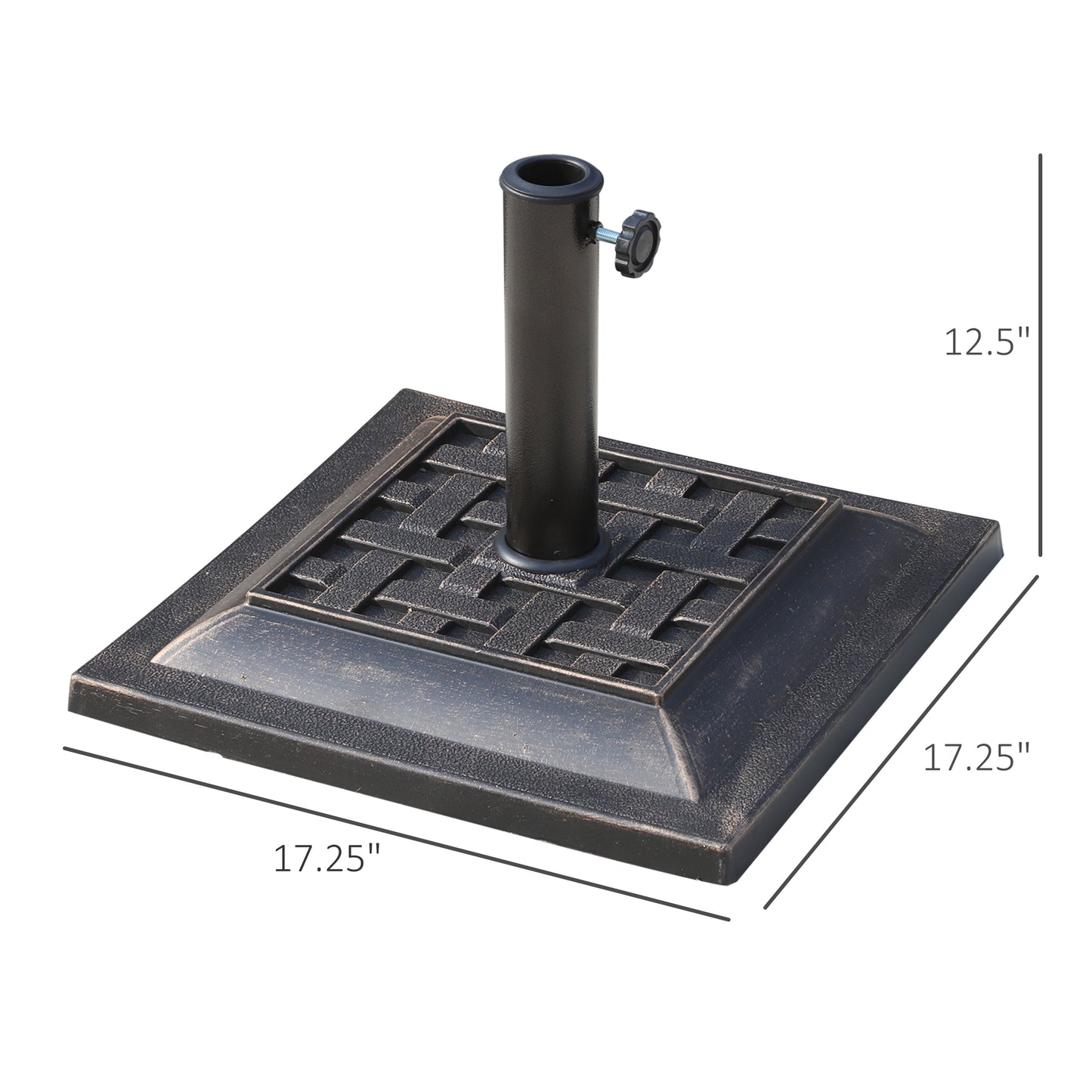 Outsunny 29 lbs Market Umbrella Base Holder 16" Heavy Duty Square Parasol Stand for Patio, Outdoor, Backyard, Black