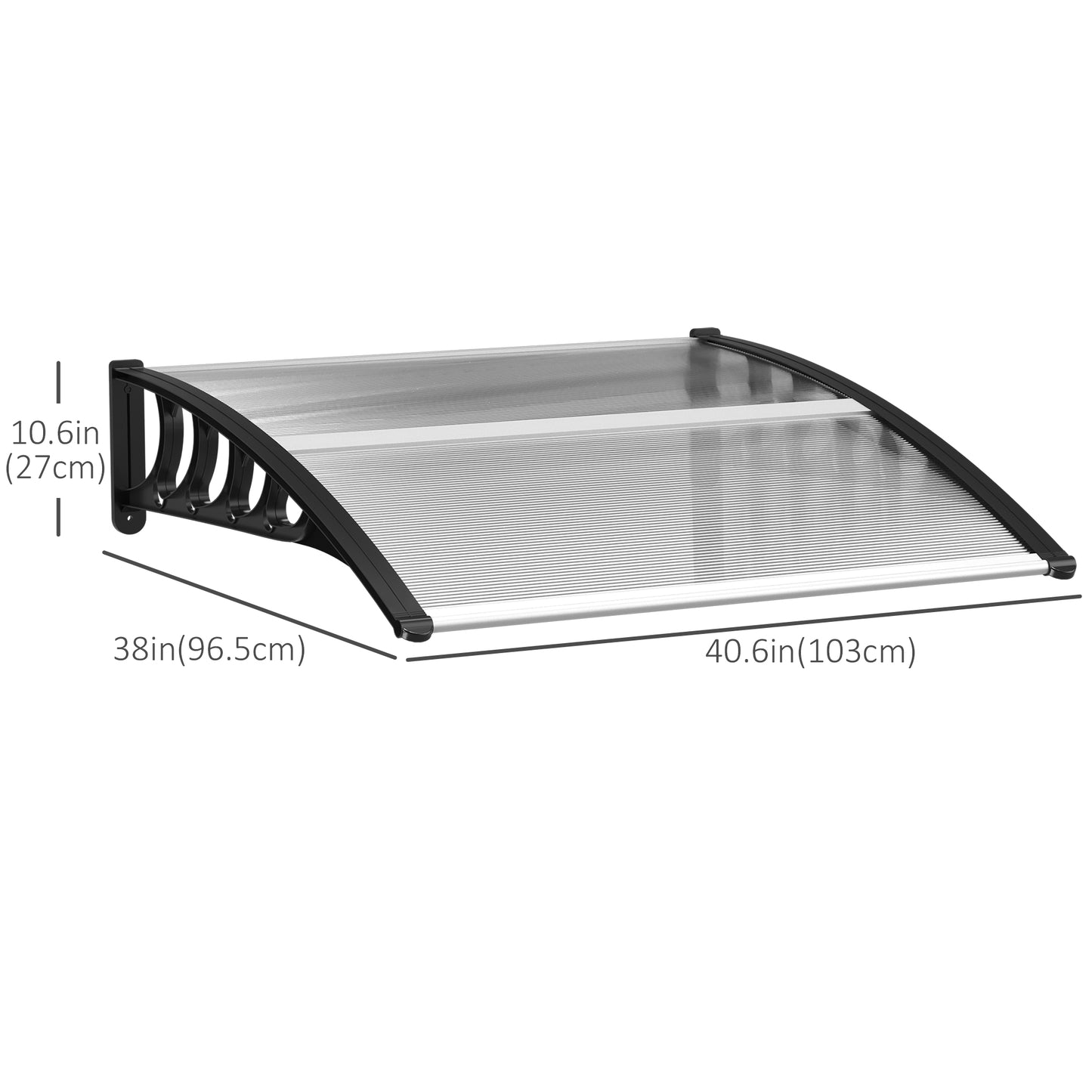 Outsunny Window Awning Door Canopy, Polycarbonate Front Door Outdoor Patio Cover, Sun Shelter, Hollow Sheet for UV, Rain, Snow and Sunlight Protection, Brown, 40" x 80"