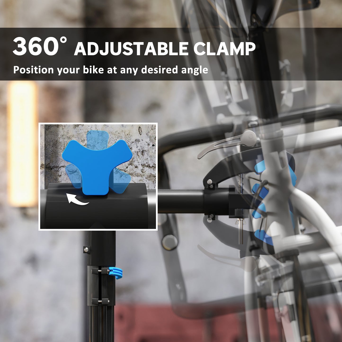 HOMCOM Bicycle Repair Stand Max 88 lbs, Bike Fixing Stand, Height Adjustable, Foldable and 360° Rotatable for Road Bike, Mountain Bike, E-Bike