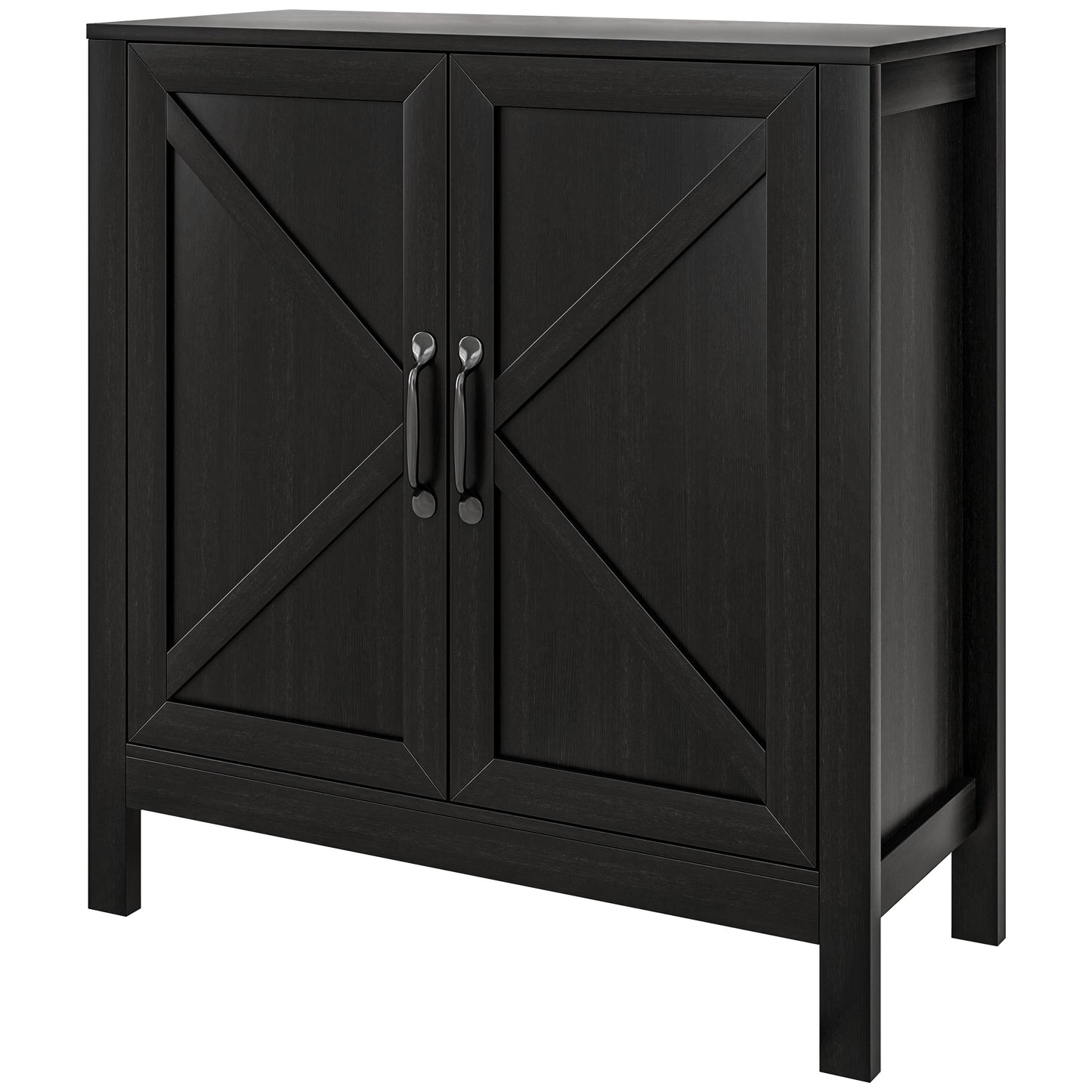 HOMCOM Sideboard Buffet, Kitchen Storage Cabinet with Barn Door and Adjustable Shelves, Storage Pantry, White Wood Grain