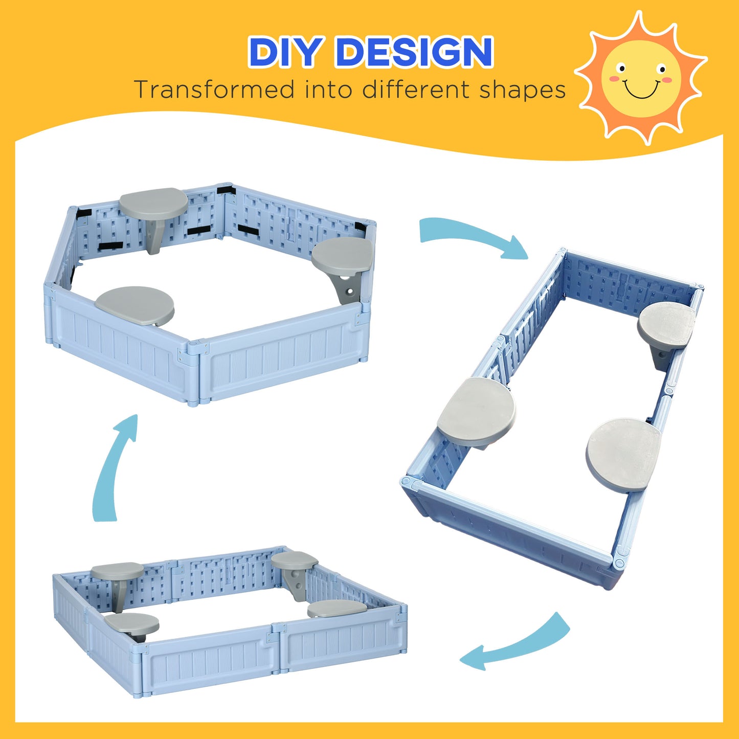 Outsunny Kids Outdoor Sandbox with Canopy, Bottom Fabric Liner, Brown