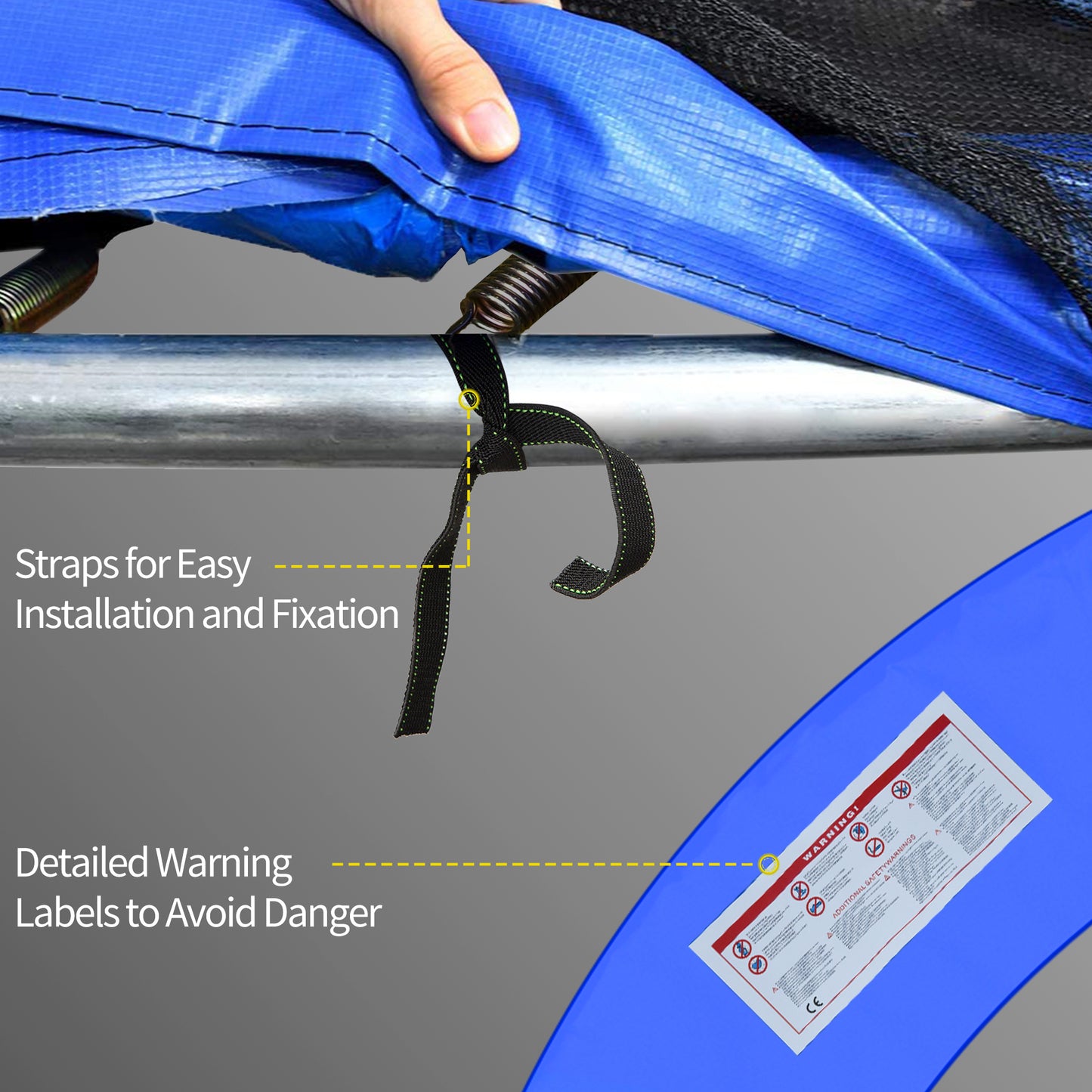HOMCOM ⌀12ft Trampoline Pad ⌀144" Spring Safety Replacement Gym Bounce Jump Cover EPE Foam, Blue