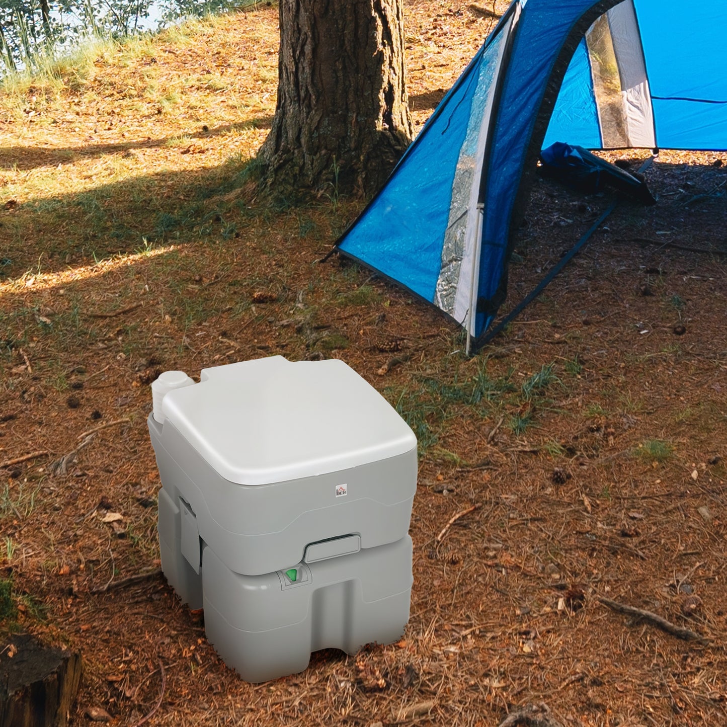 HOMCOM Outdoor Portable Travel Toilet Flushable Tank with Level Indicator 3 Way Pistol for Camping Boating Roadtripping 5.3 Gallon (20L)