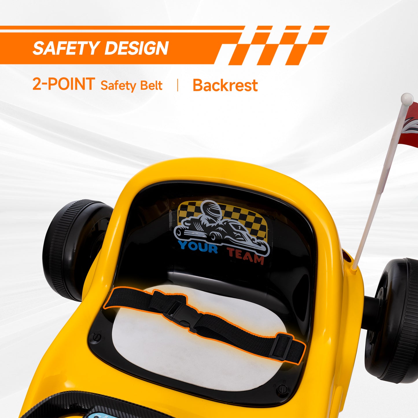 Qaba 6V Electric Go Kart for Aged 3-5 Kids with Music, Light, Horn, Blue