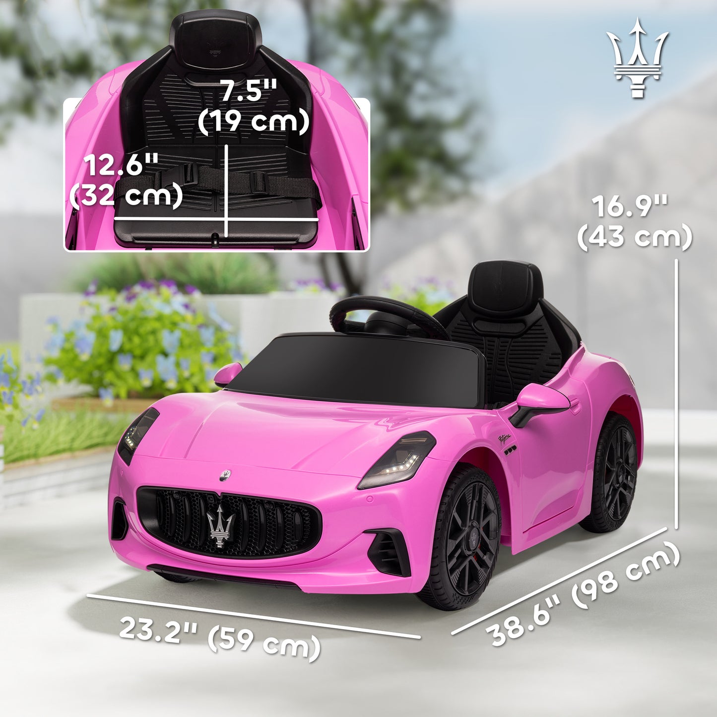 Qaba 12V Maserati Gran Turismo Licensed Kids Electric Car w/ Remote Control, Soft Start, LED Lights, Music, Horn, MP3, White