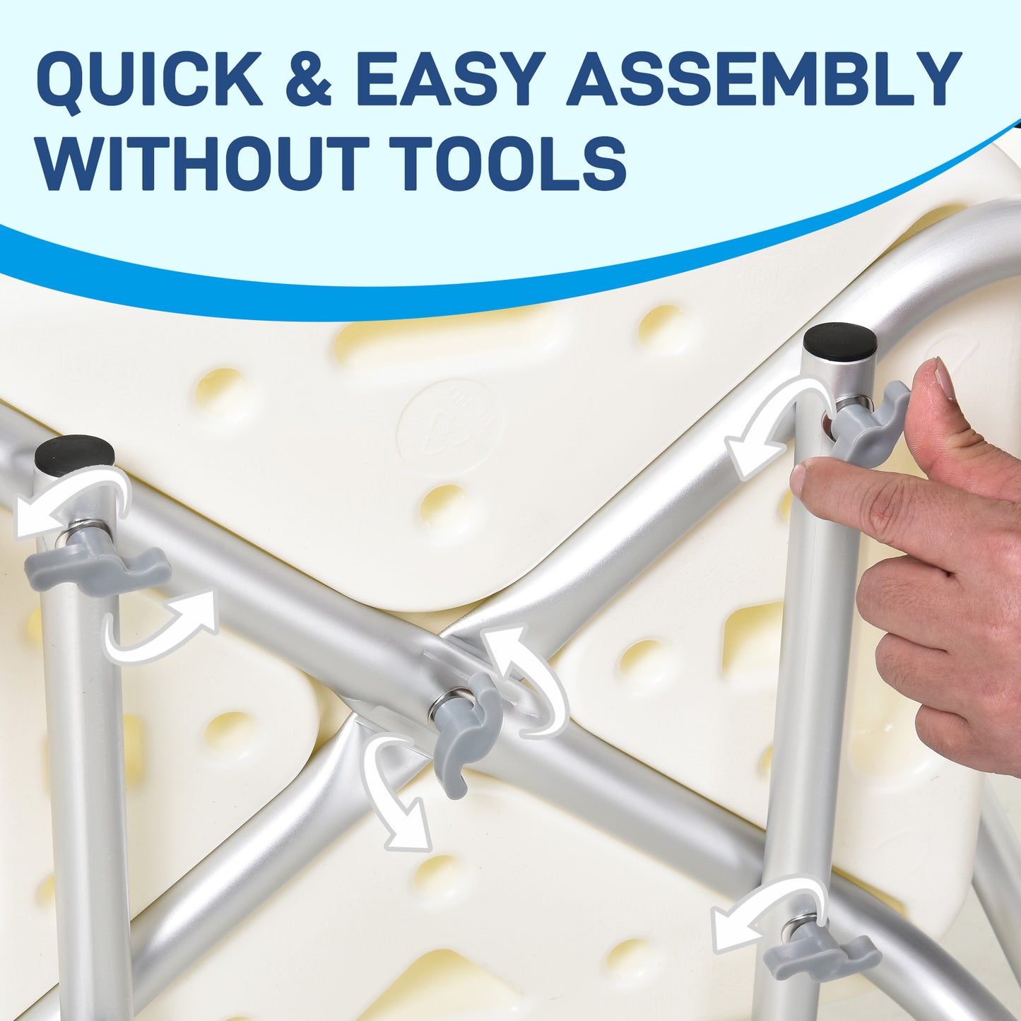 HOMCOM Bath Chair with Back, Adjustable Height Non-slip Shower Stool Bench Tool-Free Assembly Bathroom Aids, White