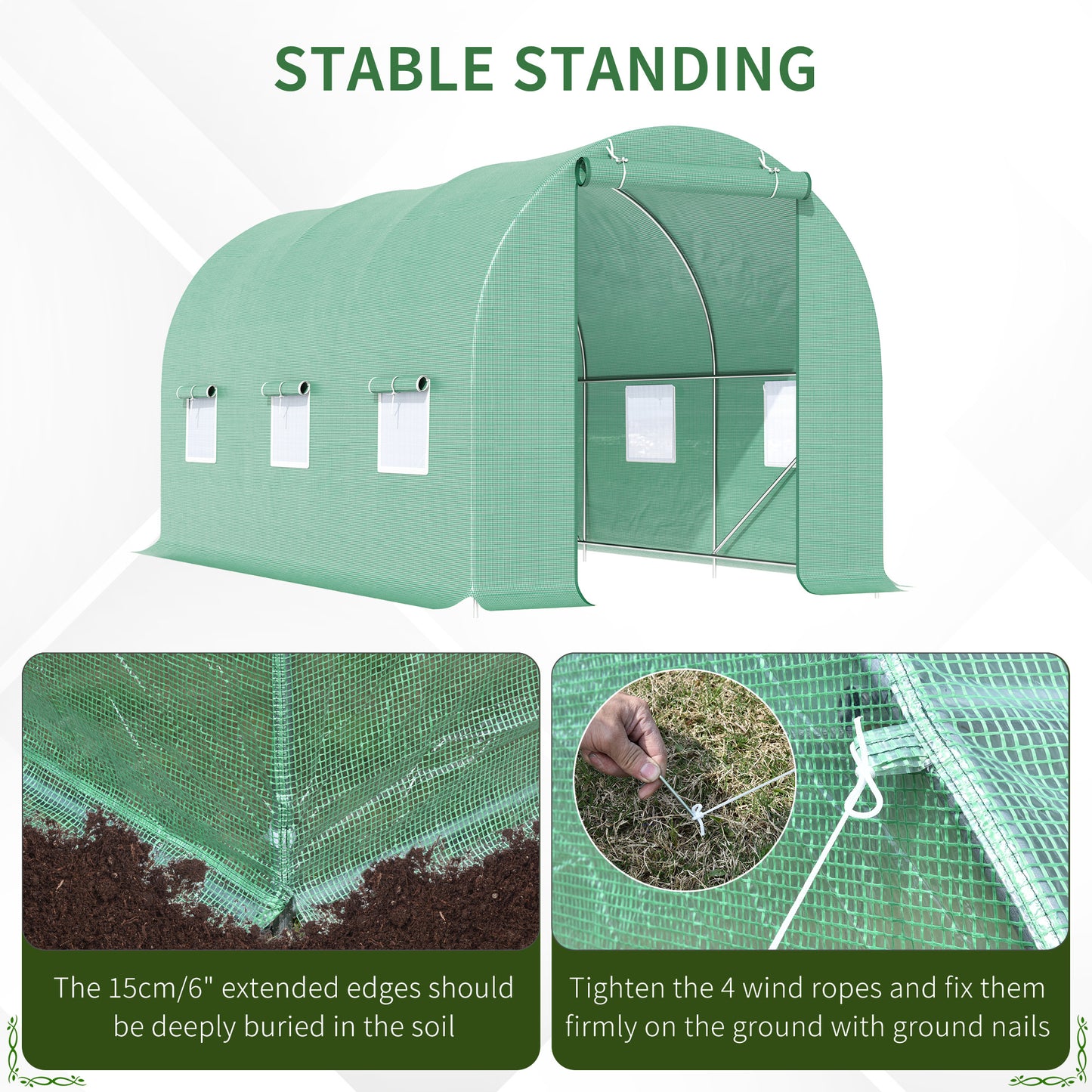 Outsunny 8'x6.6'x6.6' Heavy Duty Walk-in Greenhouse Garden Tunnel Hot House Outdoor Flower Vegetable Growth Warm House Roll Up Door, Windows, Steel