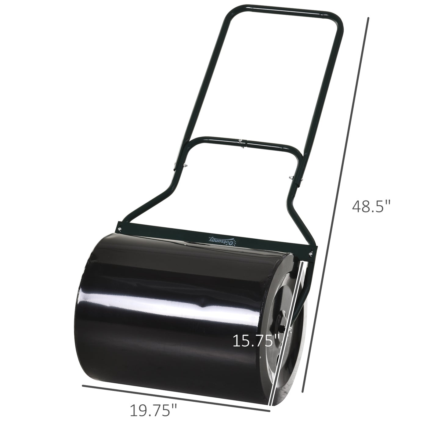 Outsunny 22" Push/Tow Behind Lawn Roller, Heavy Duty Sod Drum Roller Filled with 12 Gal Water/Sand, Grass Flattener for Yard, Patio, Park, Black