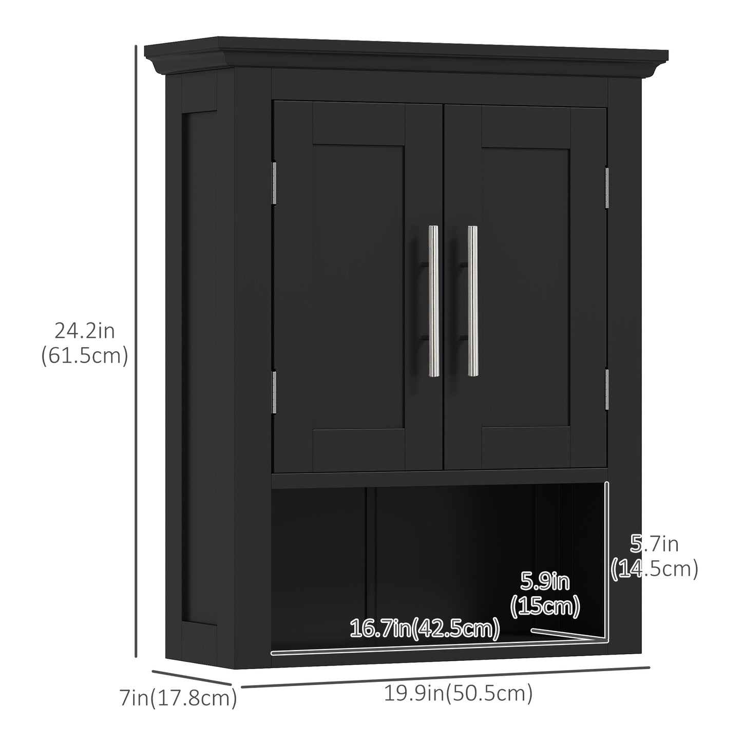 kleankin Bathroom Wall Cabinet, Medicine Cabinet, Toilet Storage Cabinet with Shelf for Living Room and Entryway, White