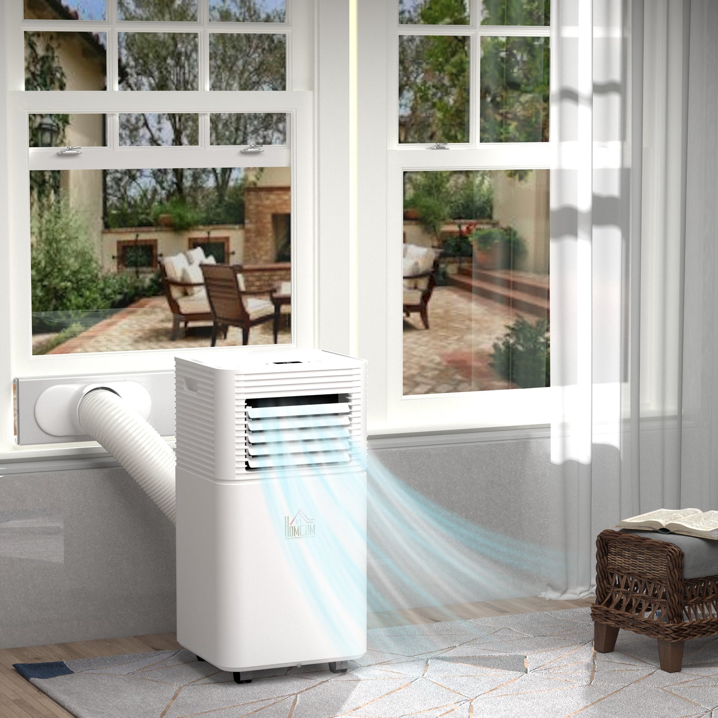 HOMCOM 8000 BTU Portable Air Conditioner with Fan & Dehumidifier Mode, Quiet AC Unit with Remote Control, 24-Hour Timer, White