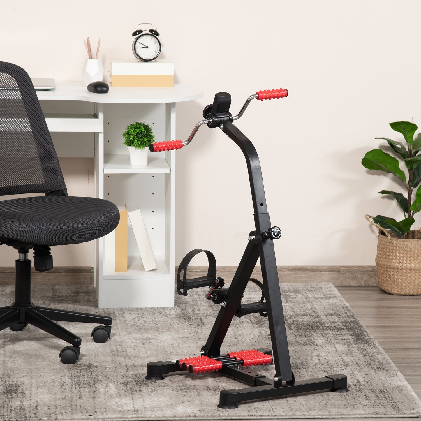 Soozier Pedal Exerciser, Hand Arm Knee and Leg Exercise Machine, Height-adjustable, with LCD Display and Foot Massage Roller