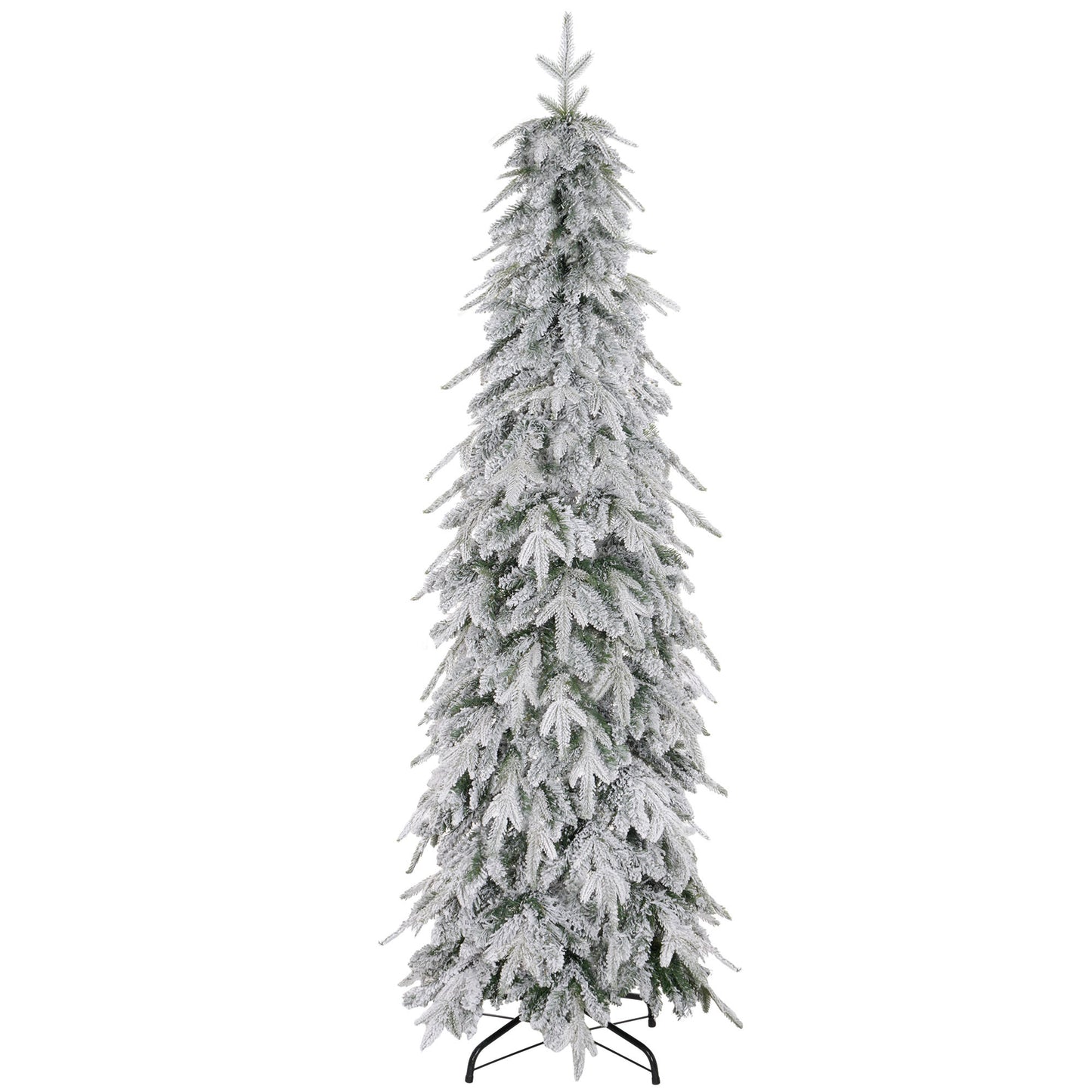 HOMCOM 6ft Pencil Flocked Artificial Christmas Tree with 600 Branch Tips, Auto Open and Steel Base, Green