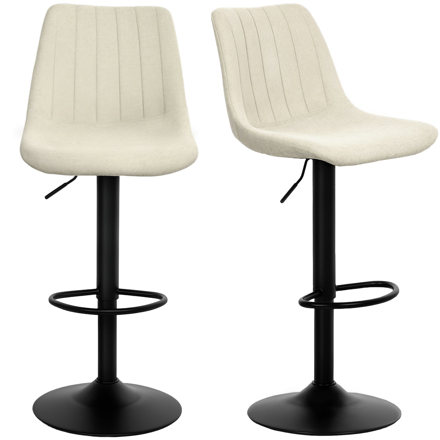 HOMCOM Adjustable Barstools Set of 2, Swivel Bar Stools with Back and Footrest for Kitchen Island Counter, Charcoal Grey
