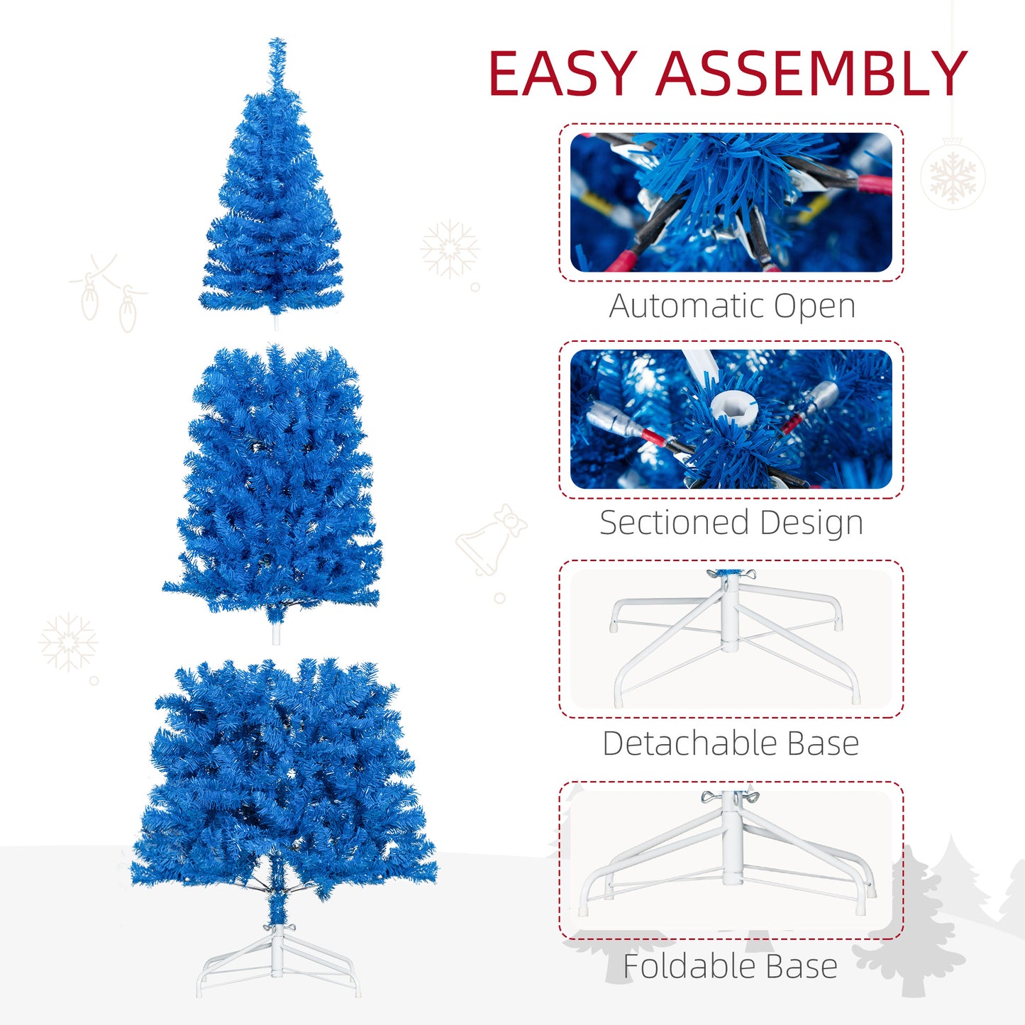 HOMCOM 4FT Artificial Christmas Tree Holiday Xmas Holiday Pencil Tree Decoration with Automatic Open for Home Party, Pink