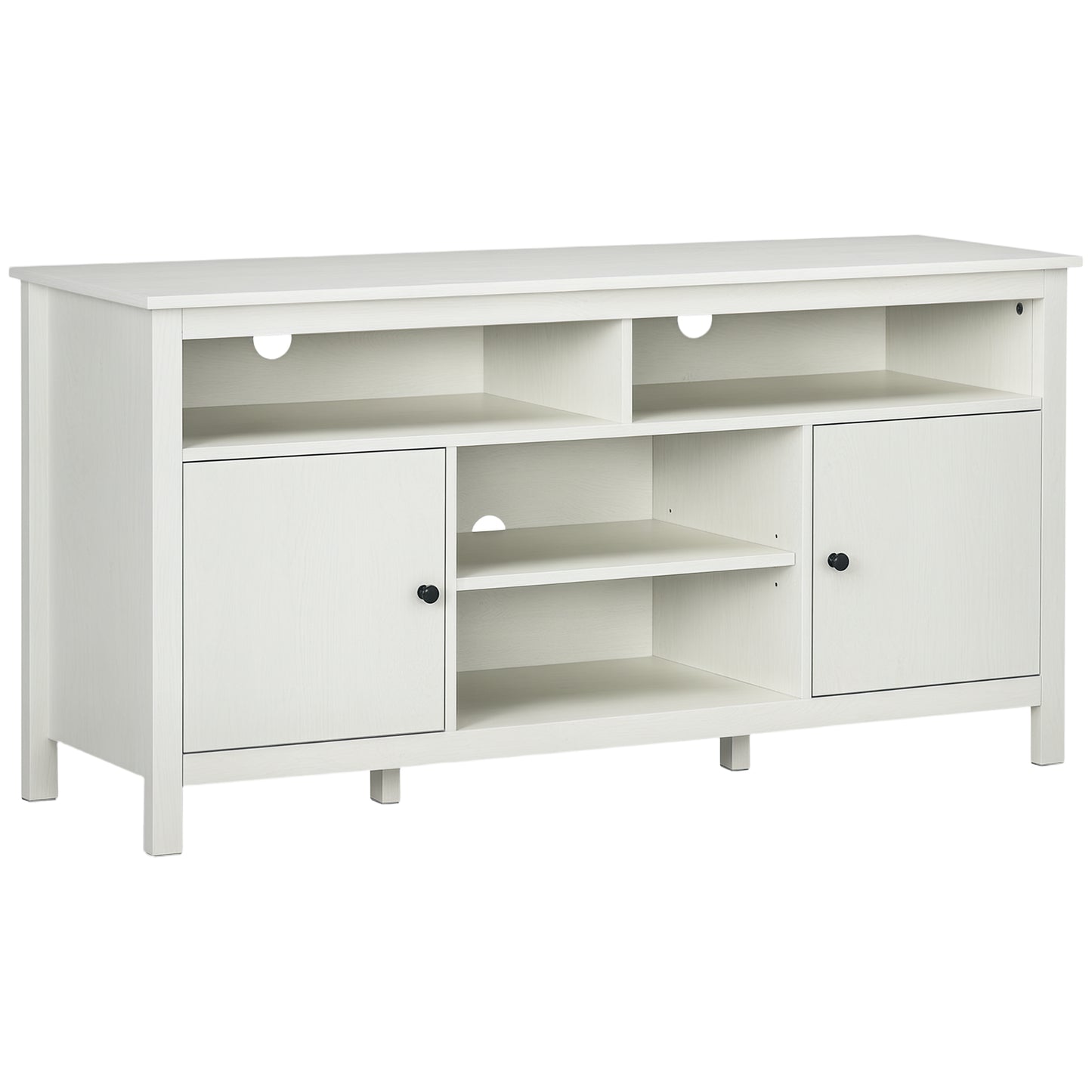 HOMCOM TV Stand for TVs up to 55", TV Unit with Storage Cupboard and Shelves, 55.1" x 15.7" x 27", White