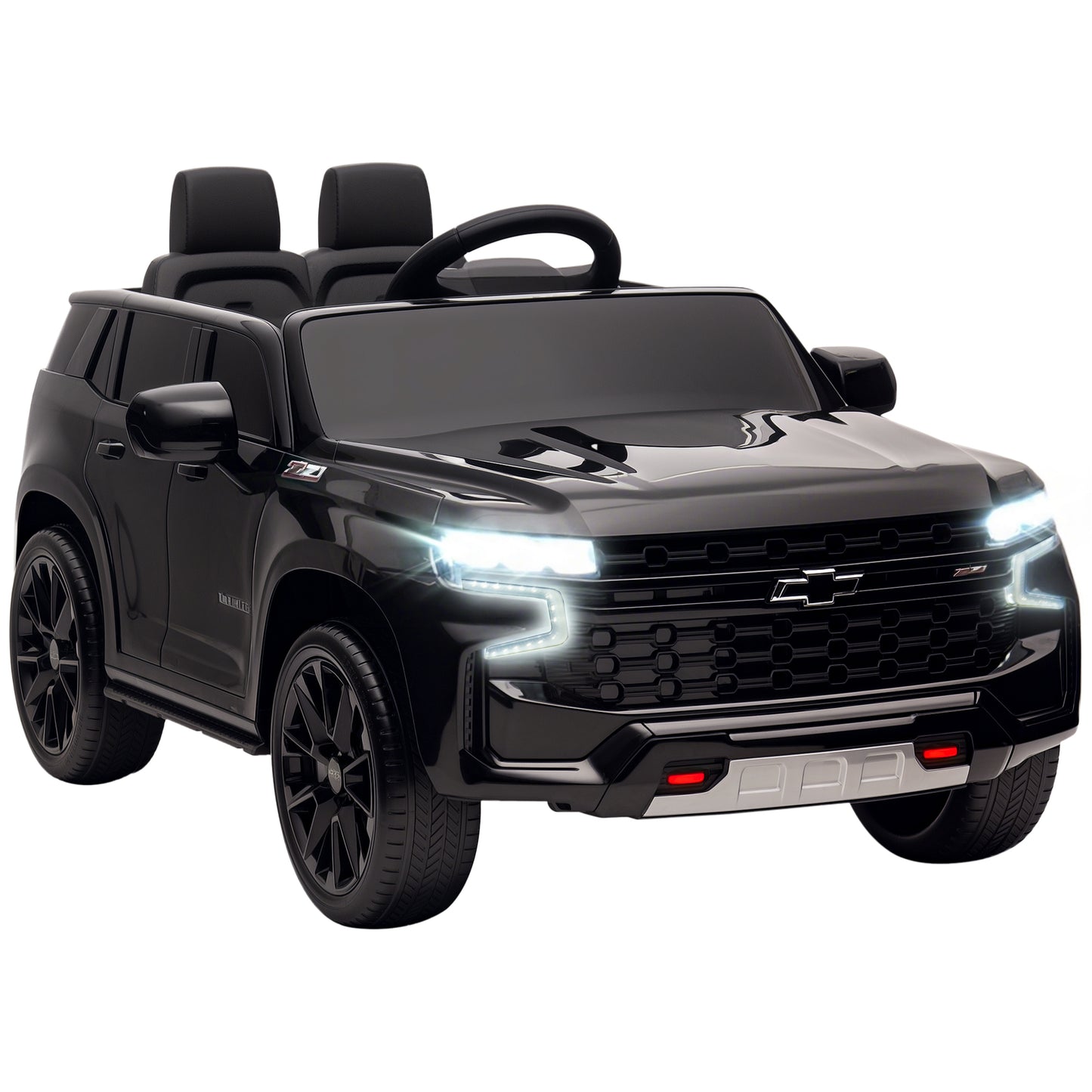 Aosom Licensed Chevrolet Tahoe Kids Ride on Car, 12V 7AH Toddler Electric Car with Parent Remote Control, 3 Speeds, Spring Suspension, LED Light, Horn, Music, Black