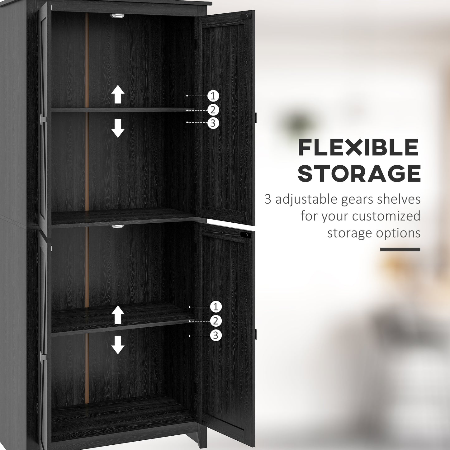 HOMCOM 72" Freestanding Storage Cabinet, Kitchen Pantry Cabinet with Doors and Shelves for Dining Room, White