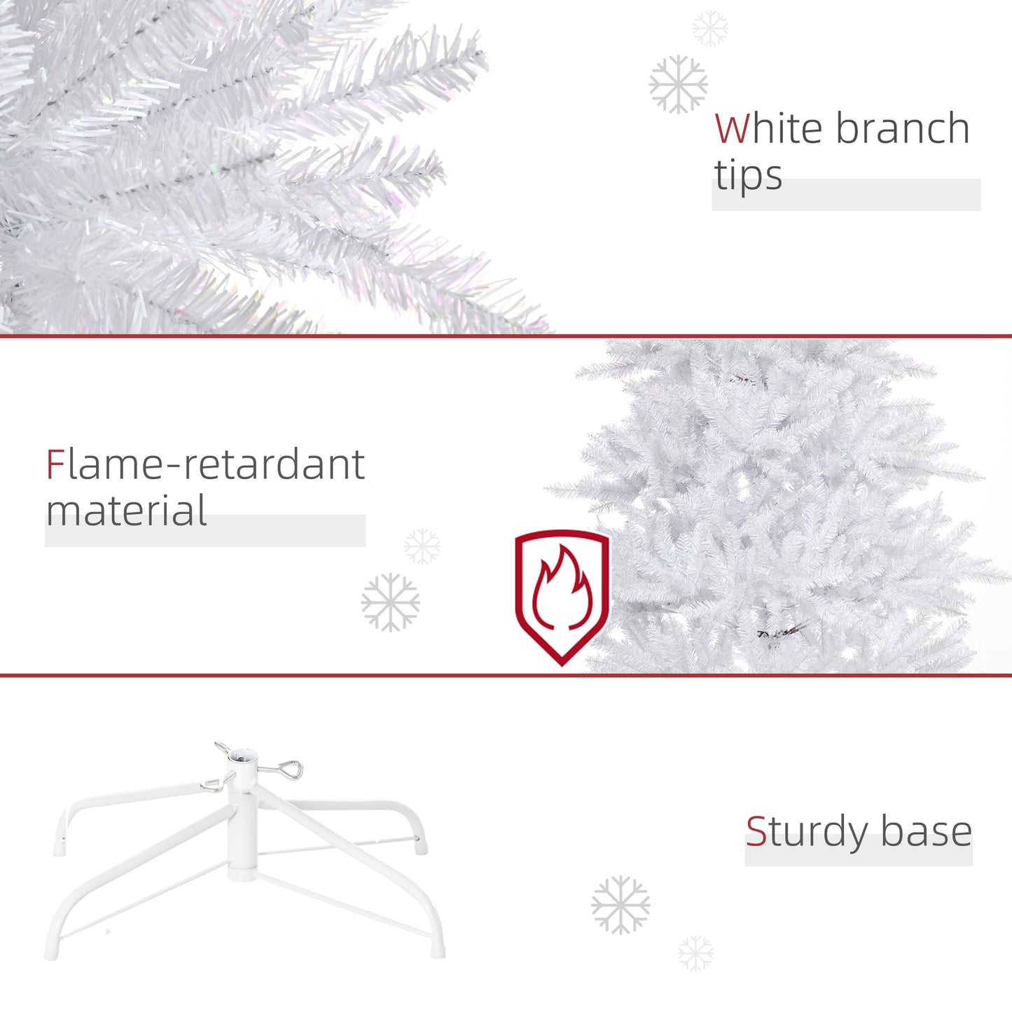 HOMCOM 7.5ft Artificial Snow Flocked Christmas Tree Xmas Tree Holiday Home Indoor Decoration for Party with Foldable Feet, Green