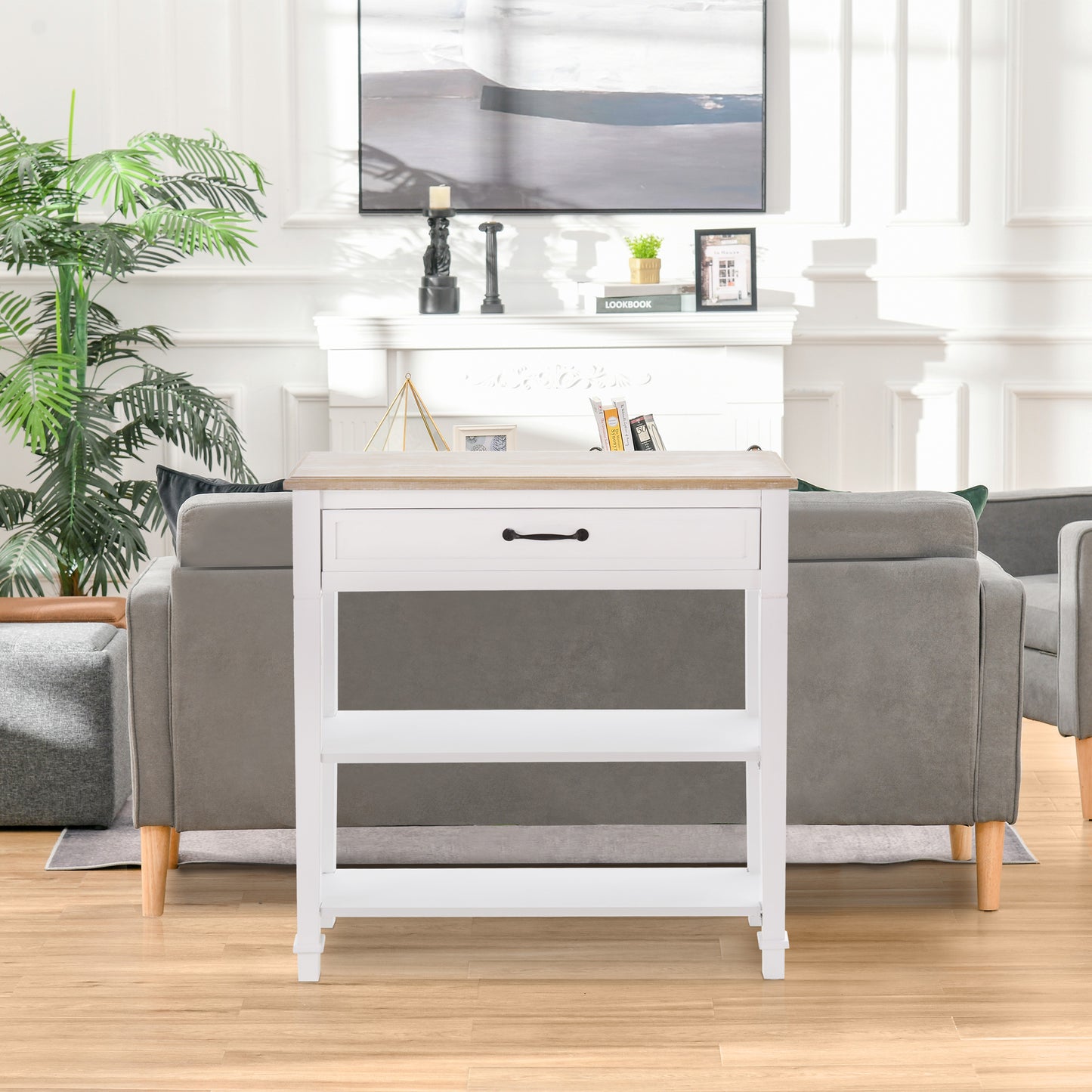 HOMCOM 30" Console Table, Modern Narrow Entryway Table with Drawer and 2 Shelves, Sofa Table for Living Room, Hallway, White