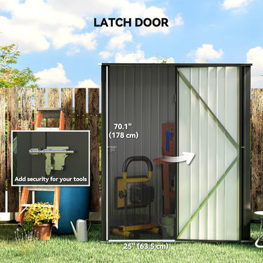 Outsunny 5' x 3' Outdoor Storage Shed, Steel Garden Shed with Single Lockable Door, Tool Storage Shed for Backyard, Black