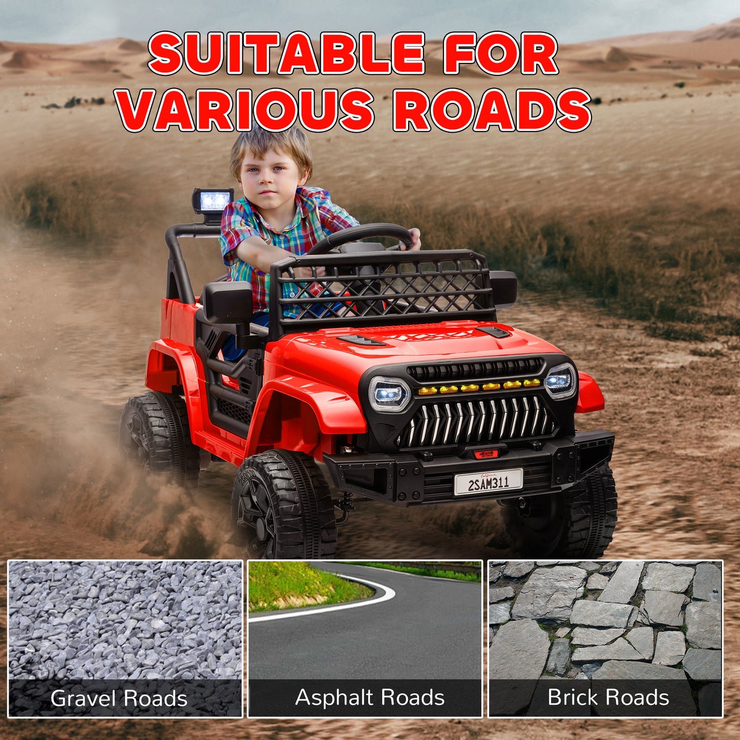 Qaba 12V Ride on Truck, Electric Car for Kids with Remote Control, Suspension, 3 Speeds, USB Music Headlights, Dark Blue