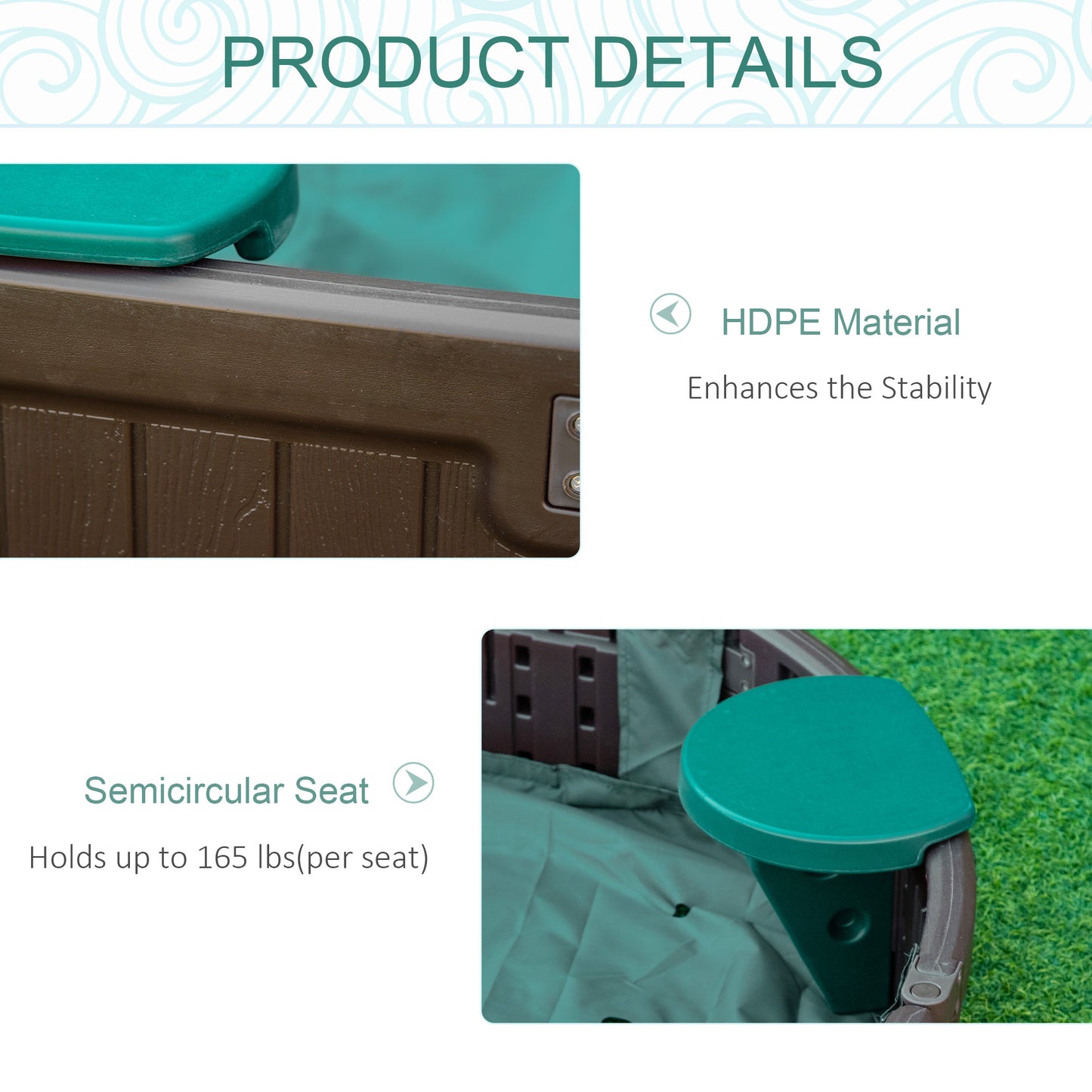 Outsunny Kids Sandbox with Cover, Seat, Sandbox Outdoor for Backyard, Brown